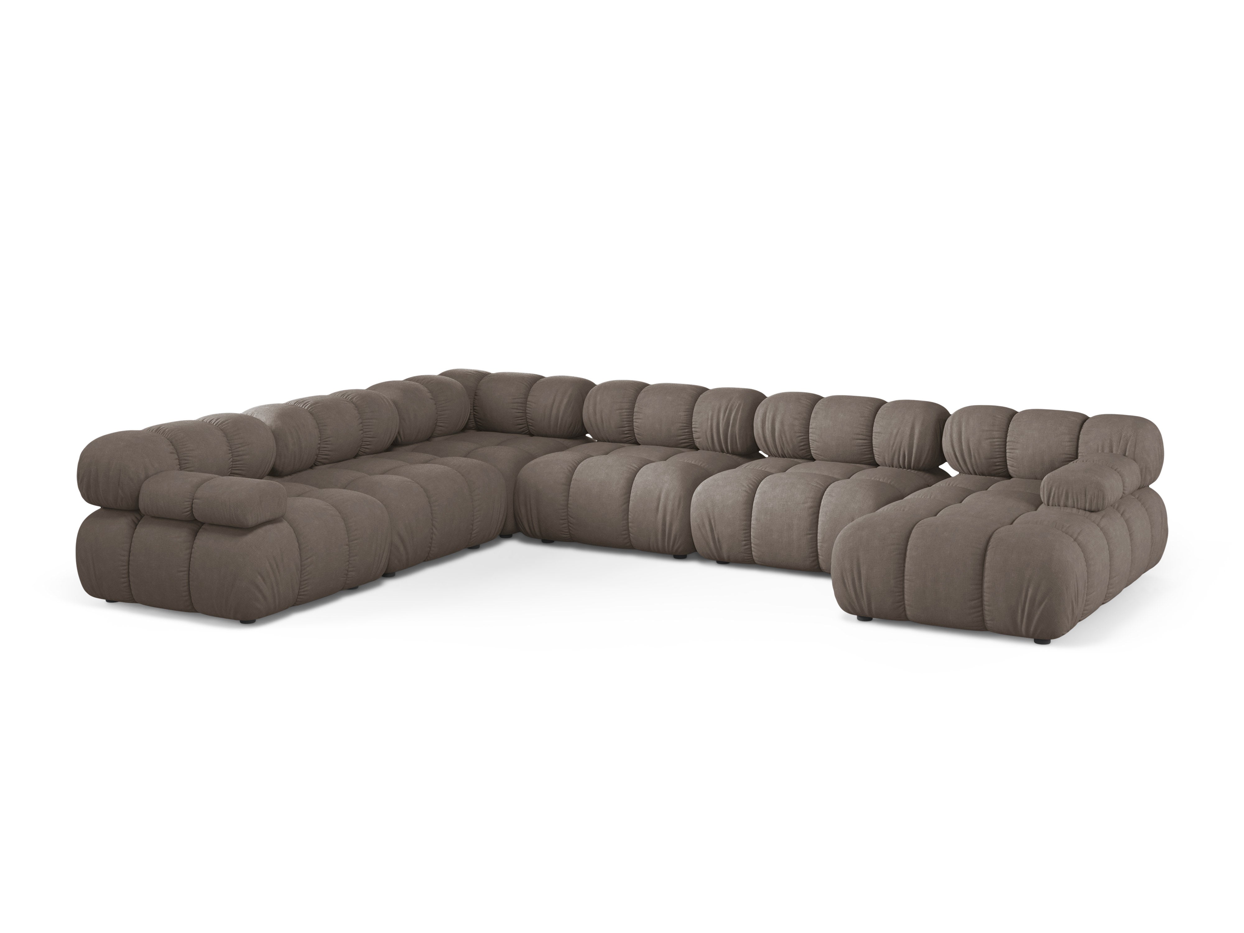 Left-facing panoramic corner sofa BELLIS in dark cappuccino.