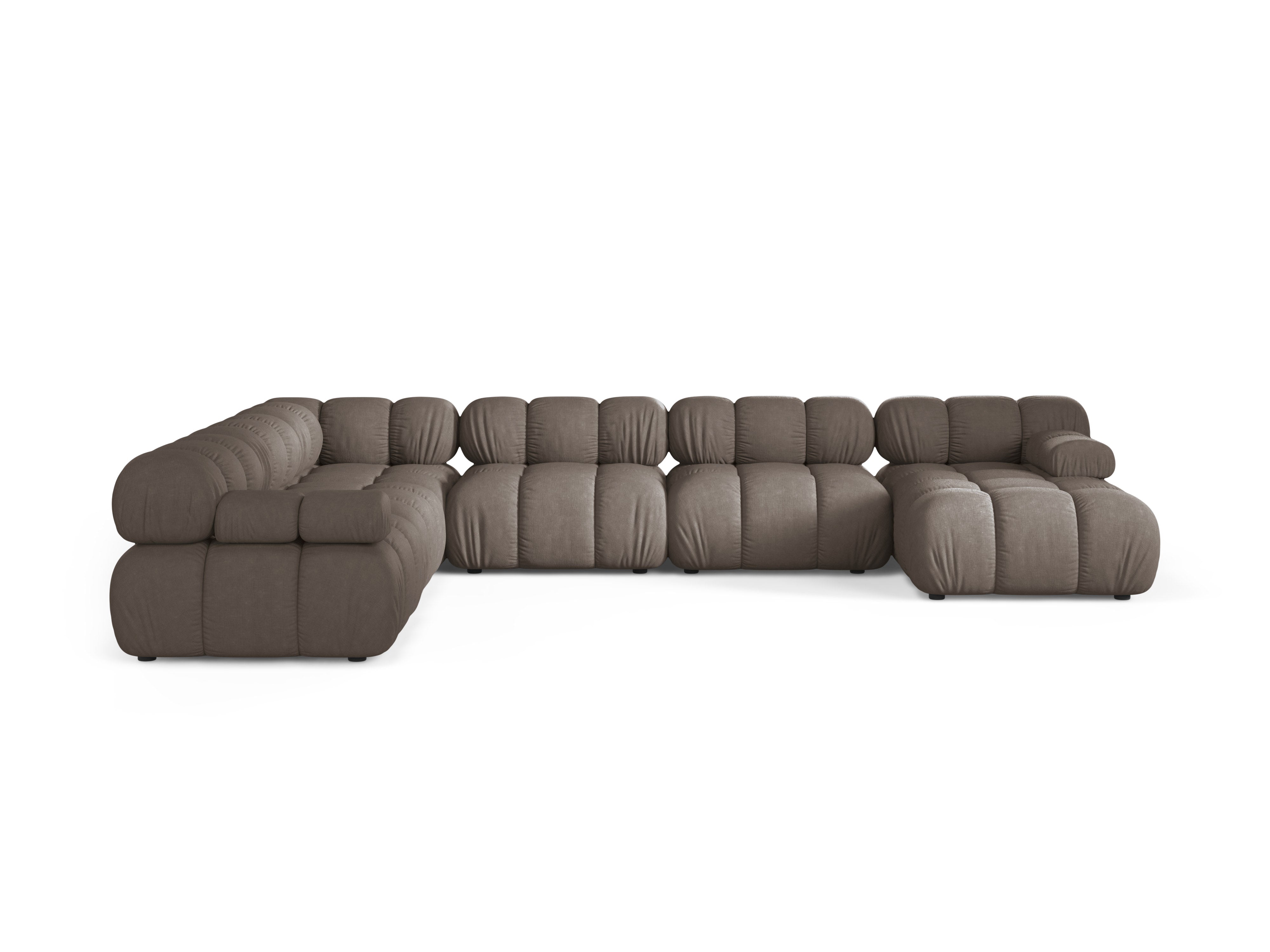 Left-facing panoramic corner sofa BELLIS in dark cappuccino.
