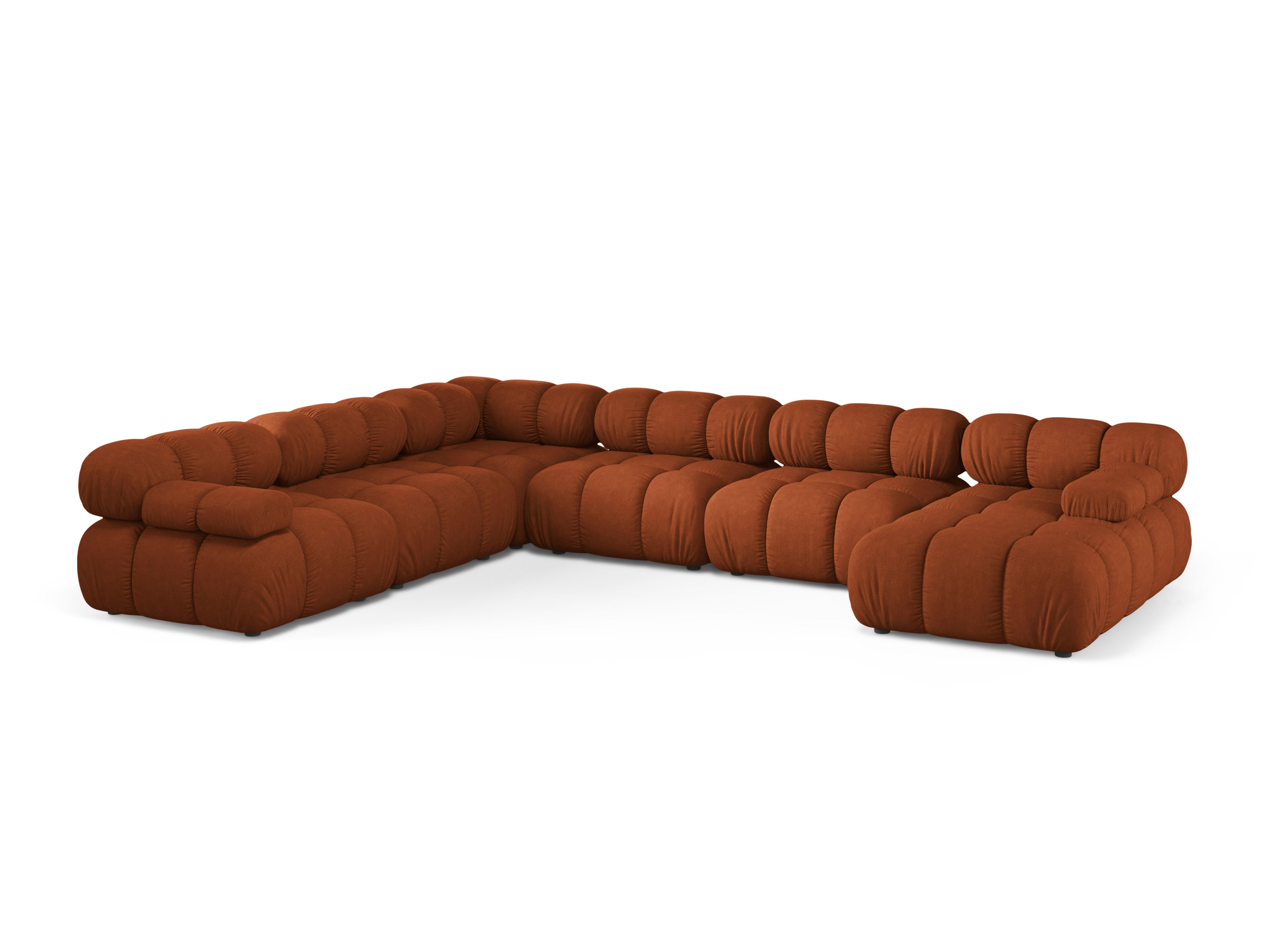 Left-facing panoramic corner sofa BELLIS in brick color