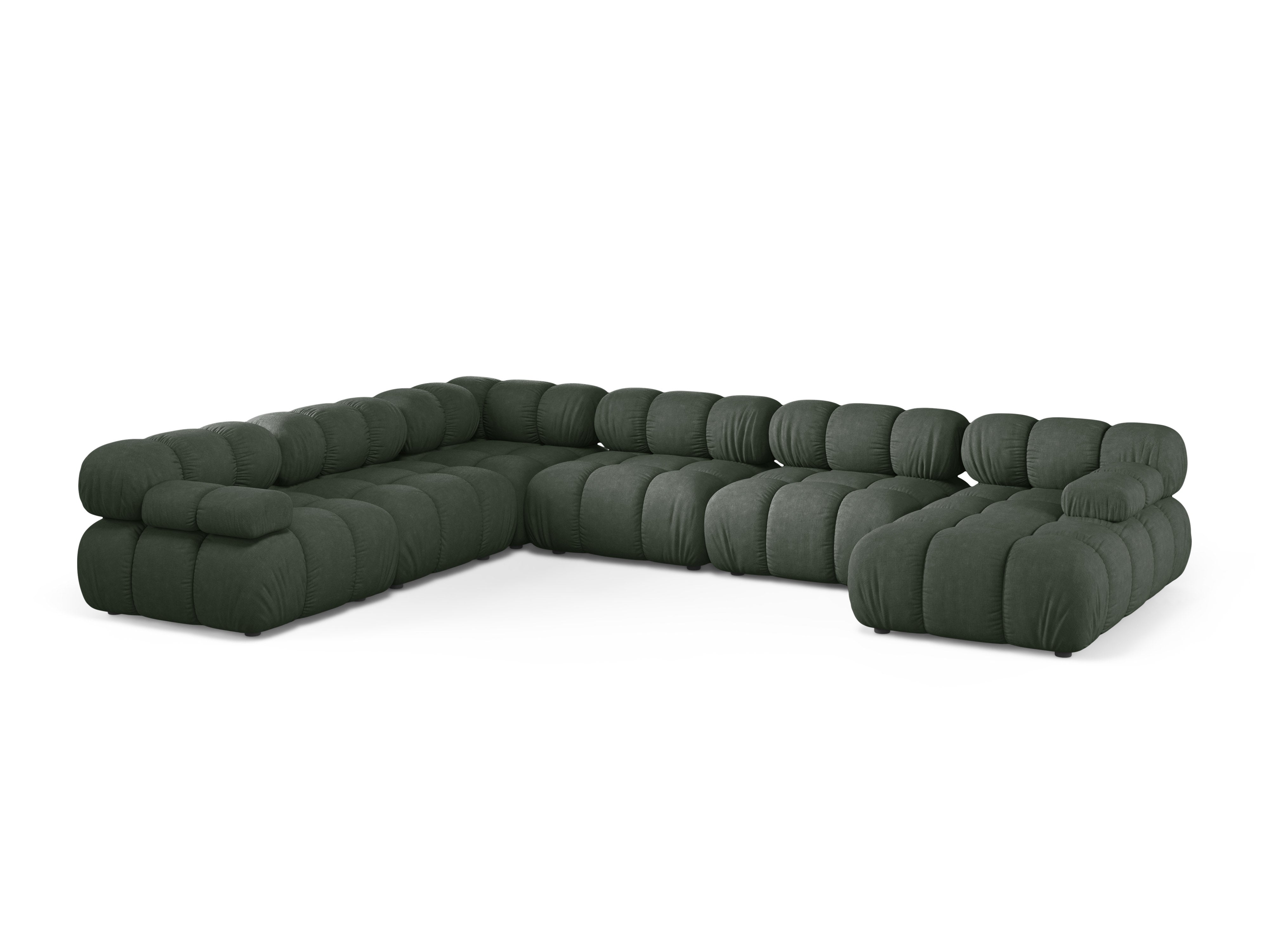 Left-facing panoramic corner sofa BELLIS in dark green
