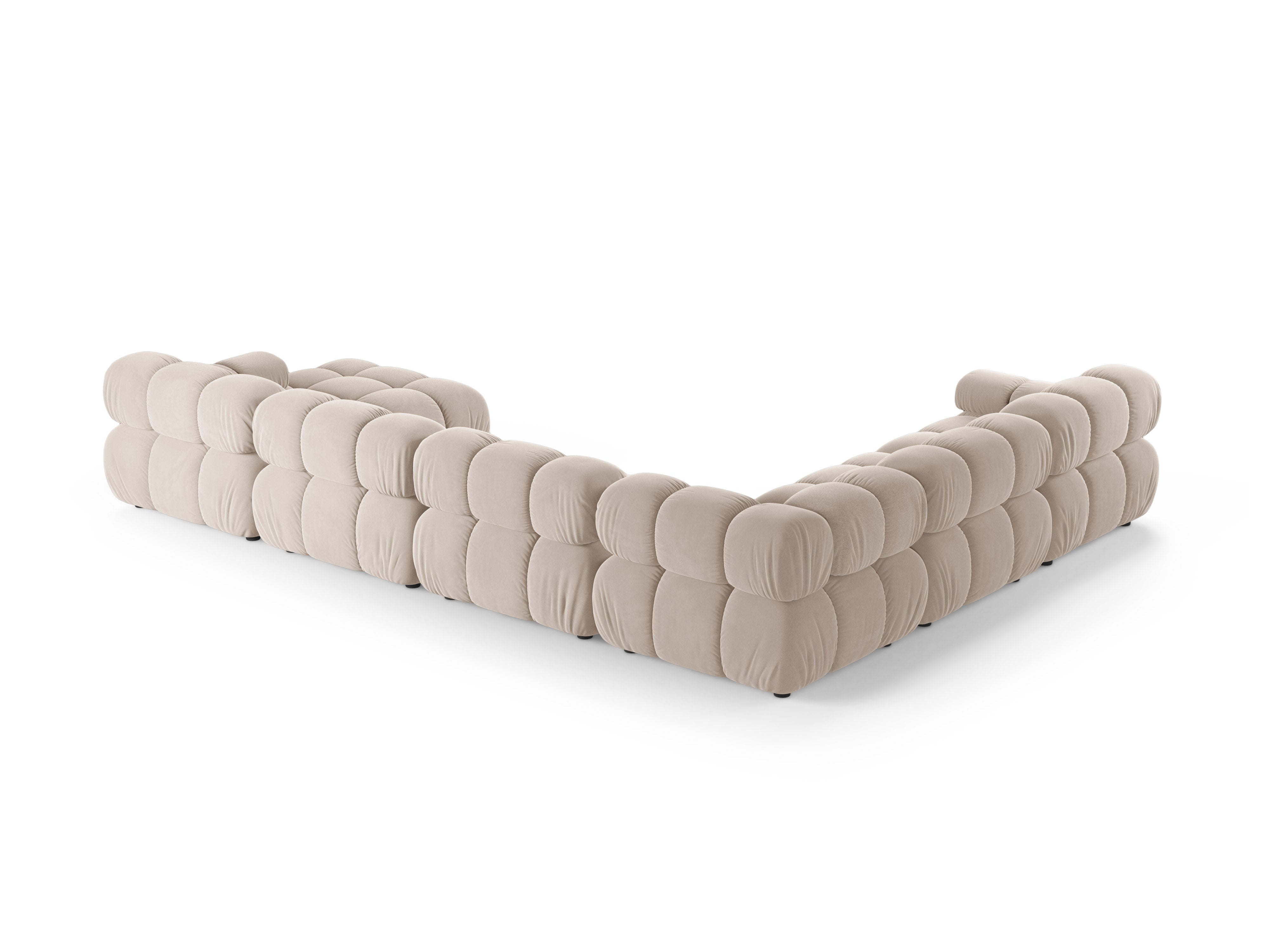 Left-facing panoramic corner sofa BELLIS in light beige velvet