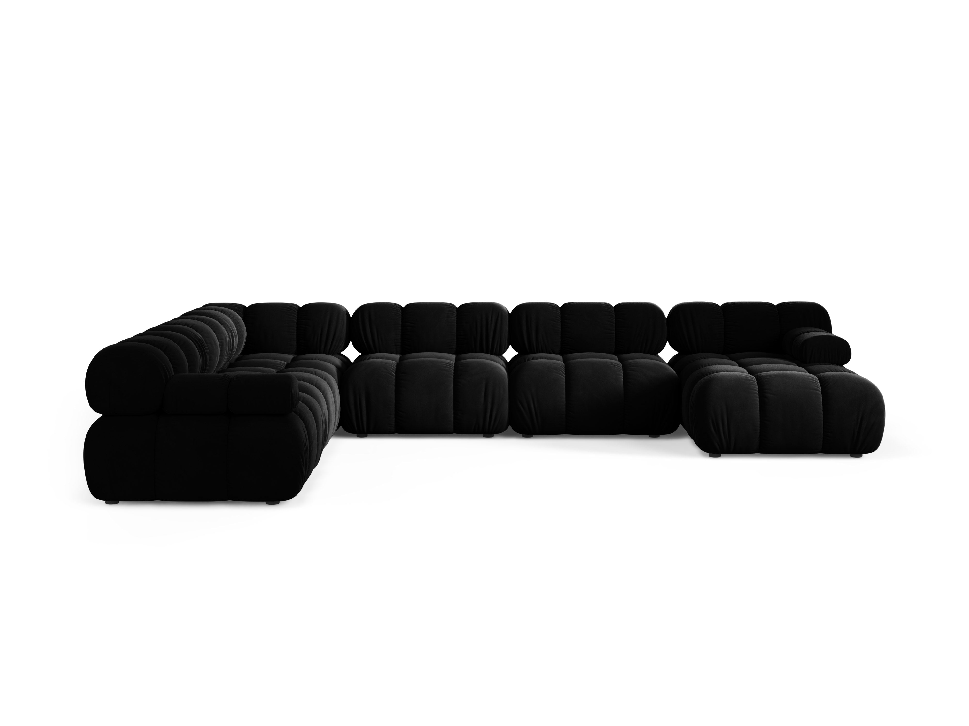 Left-facing panoramic corner sofa BELLIS in black velvet