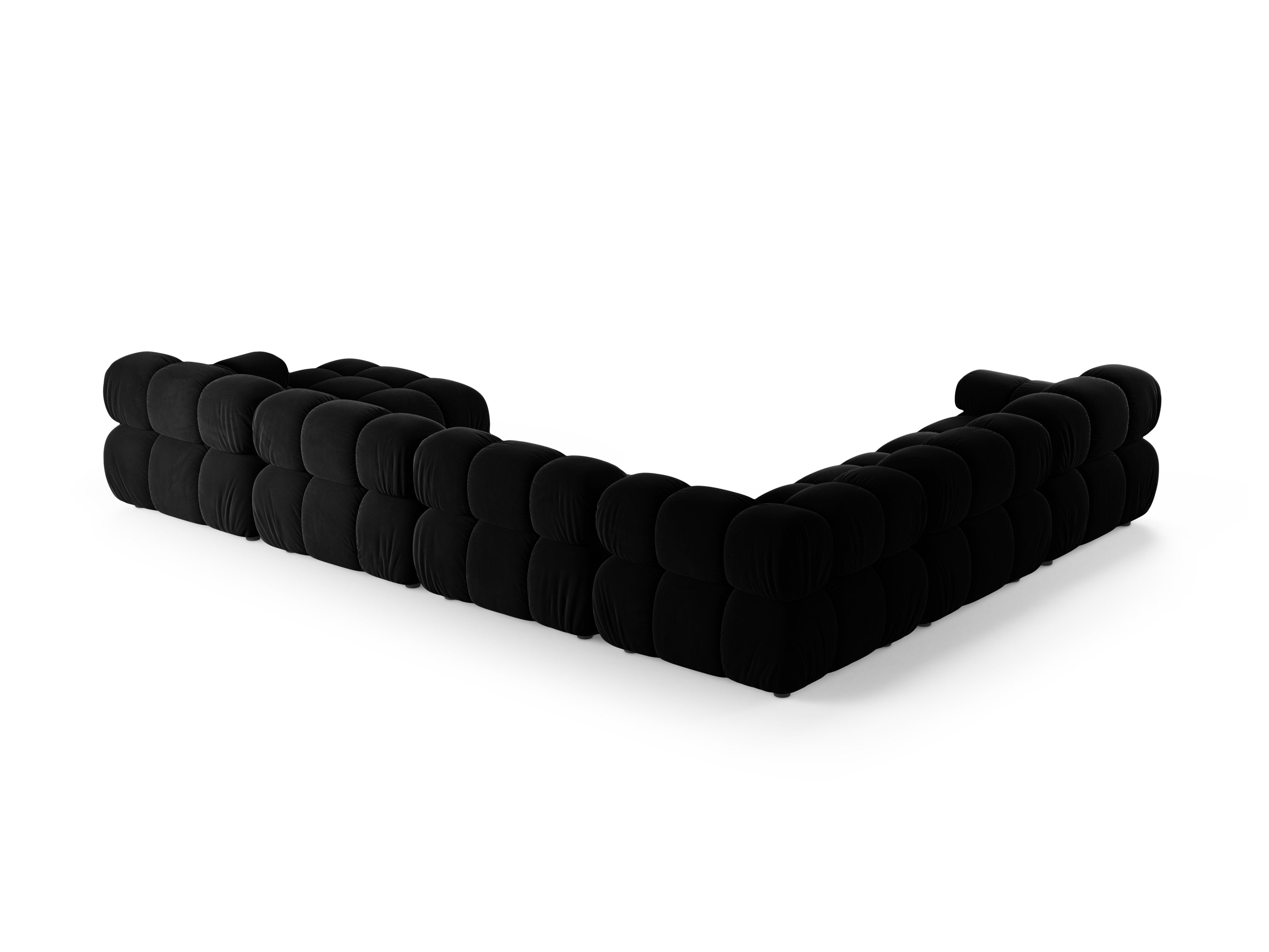 Left-facing panoramic corner sofa BELLIS in black velvet