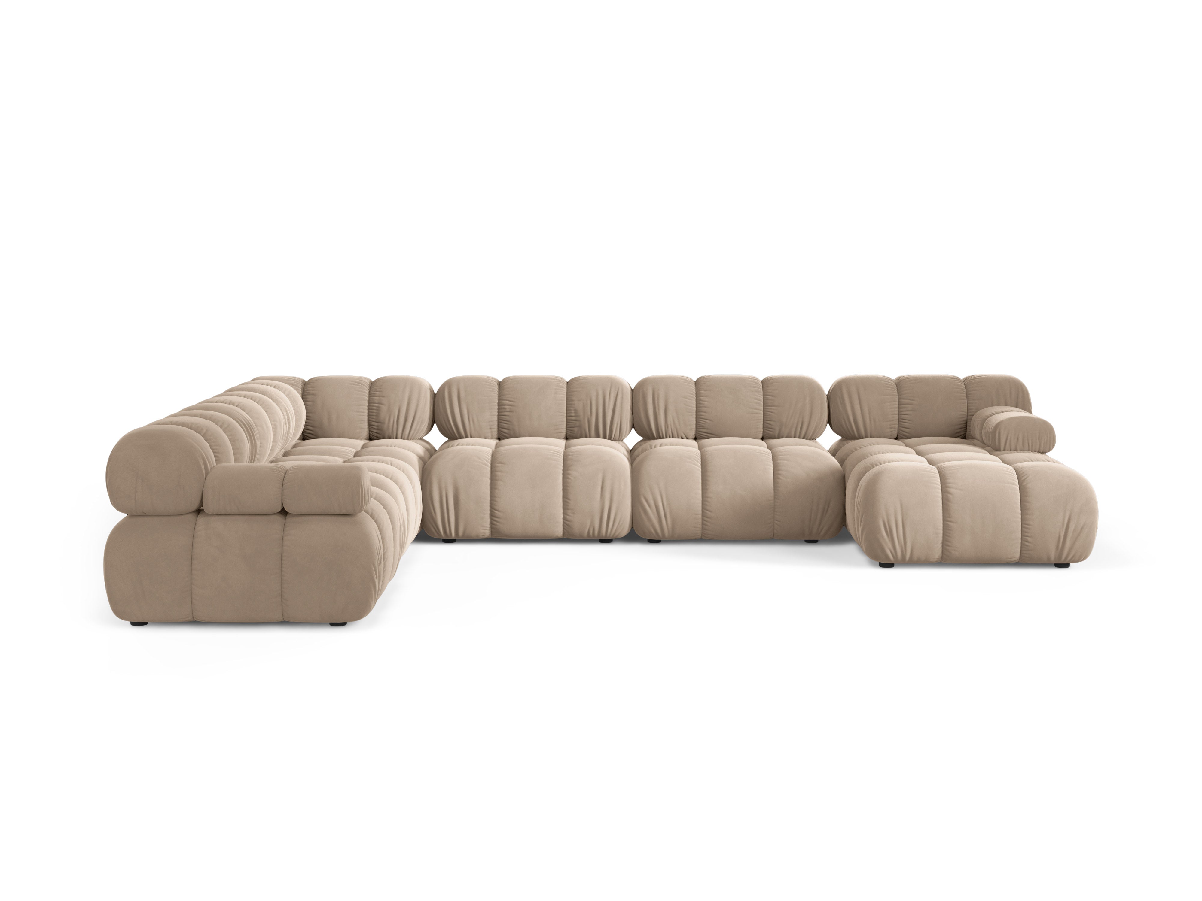 Left-facing panoramic corner sofa BELLIS in beige velvet