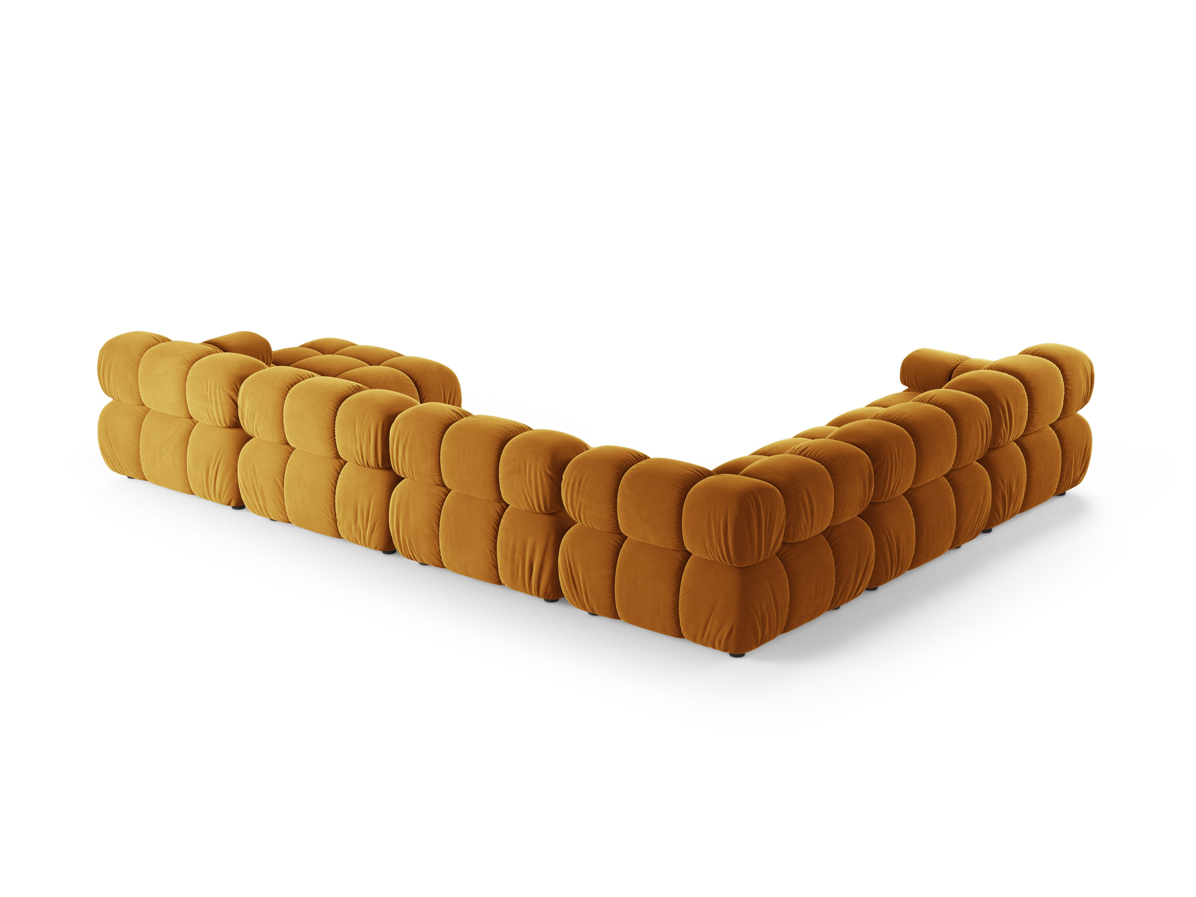 Left-facing panoramic corner sofa BELLIS in mustard velvet