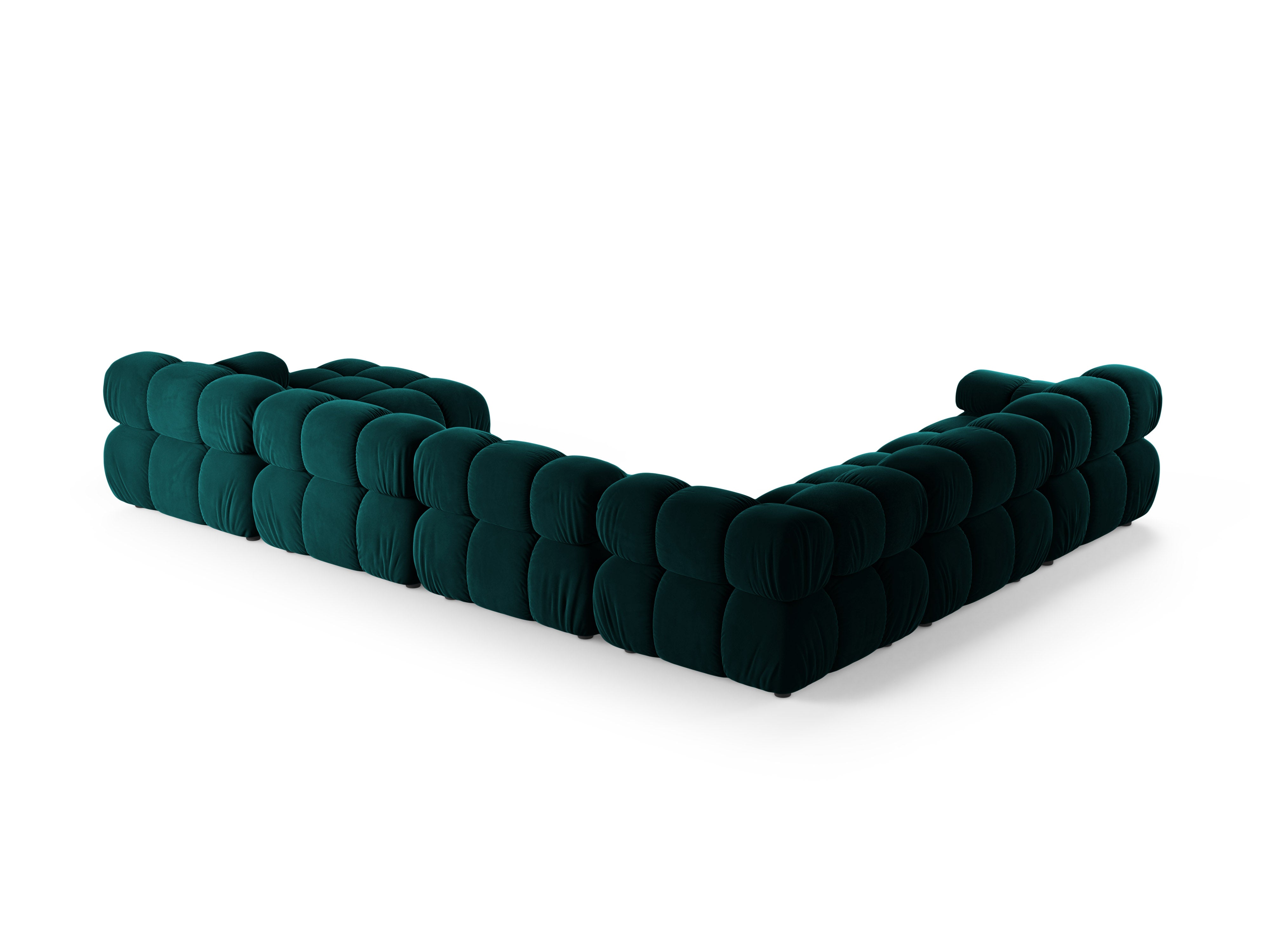 Left-facing panoramic corner sofa BELLIS in deep petrol velvet