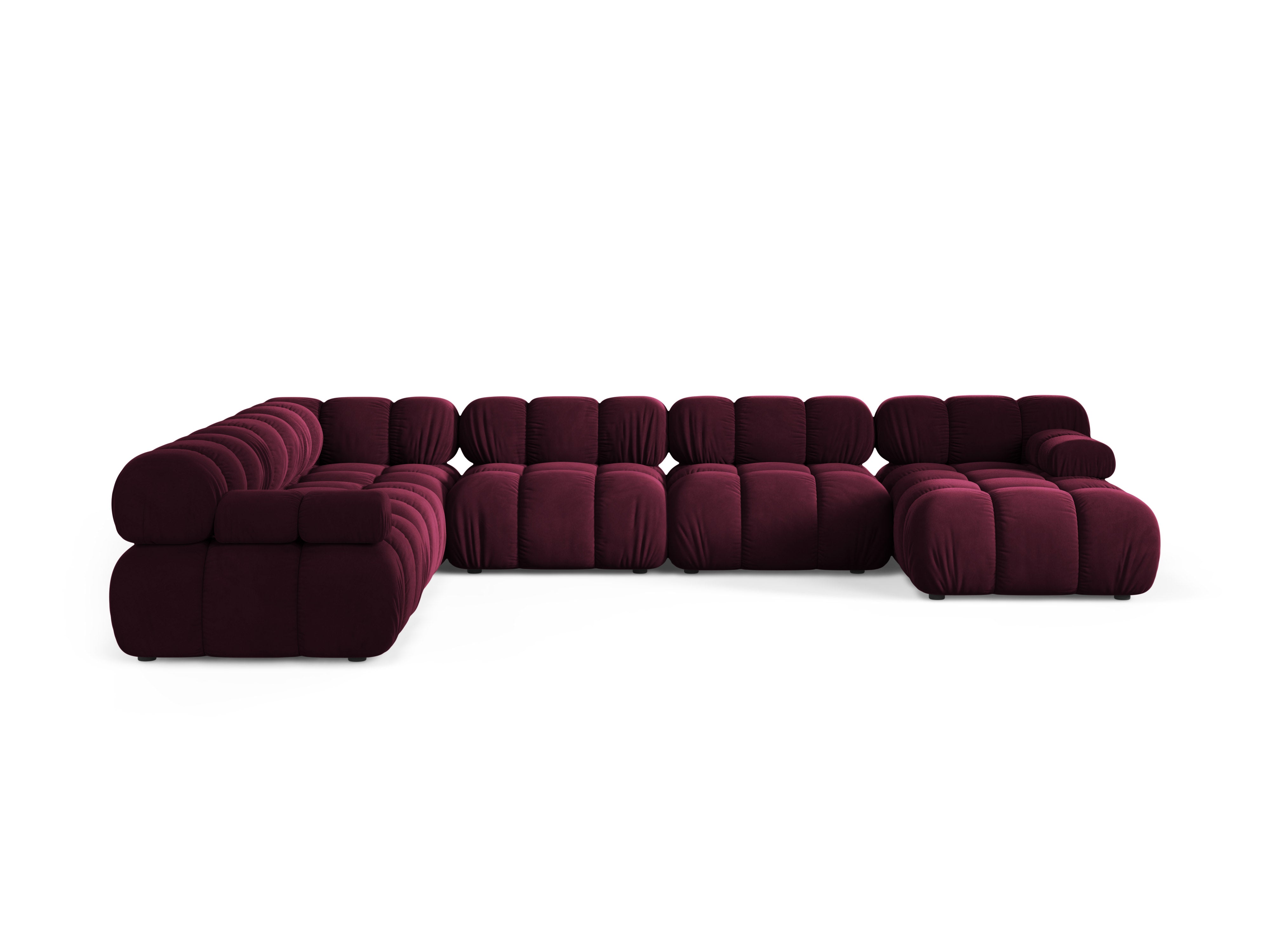 Left-facing panoramic corner sofa BELLIS in burgundy velvet