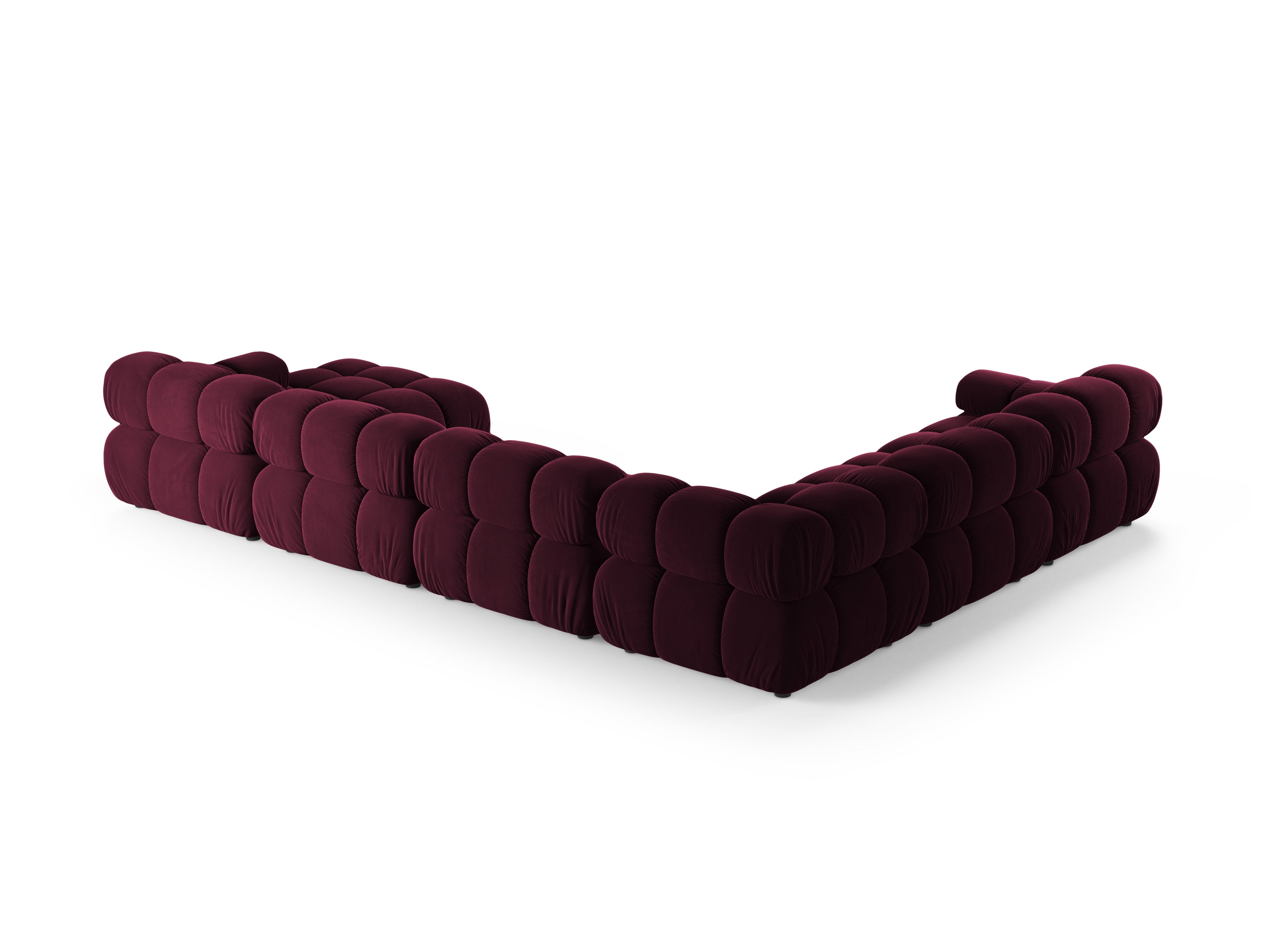Left-facing panoramic corner sofa BELLIS in burgundy velvet