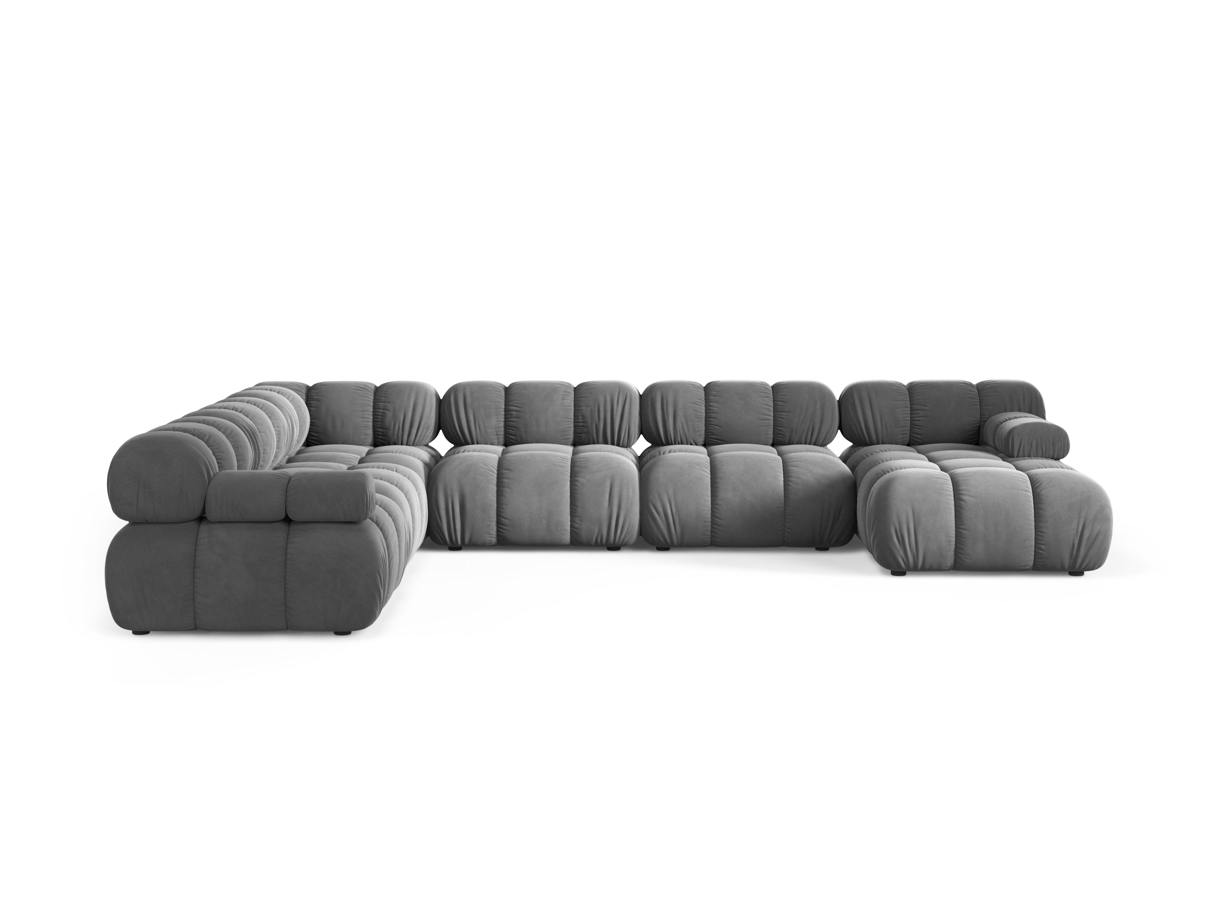 Left-facing panoramic corner sofa BELLIS in gray velvet
