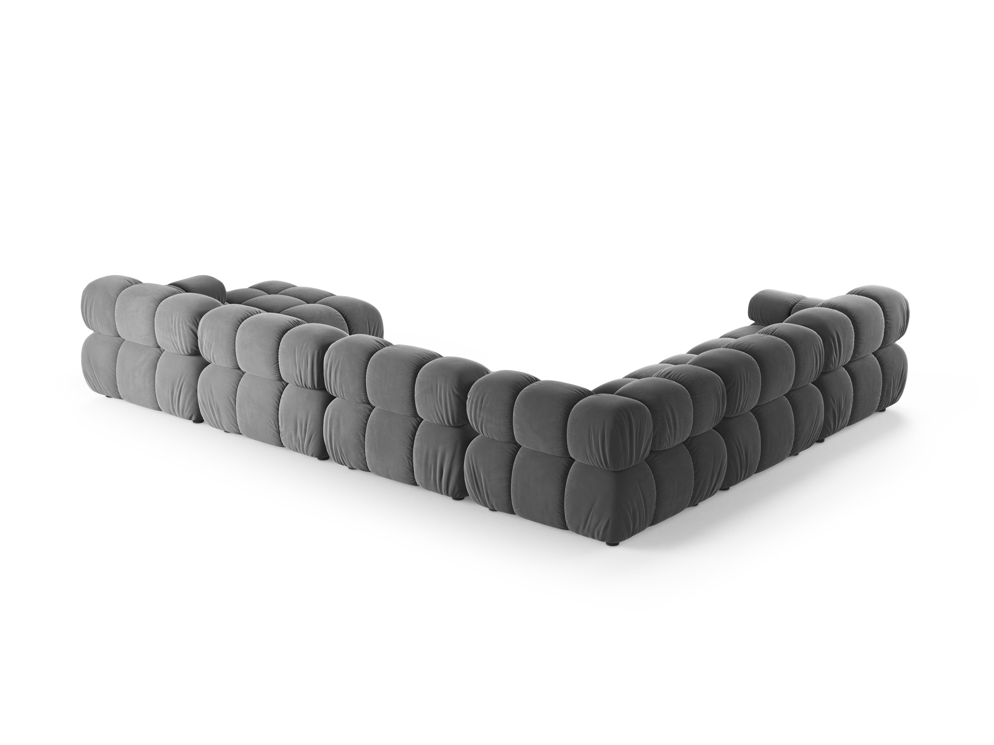 Left-facing panoramic corner sofa BELLIS in gray velvet