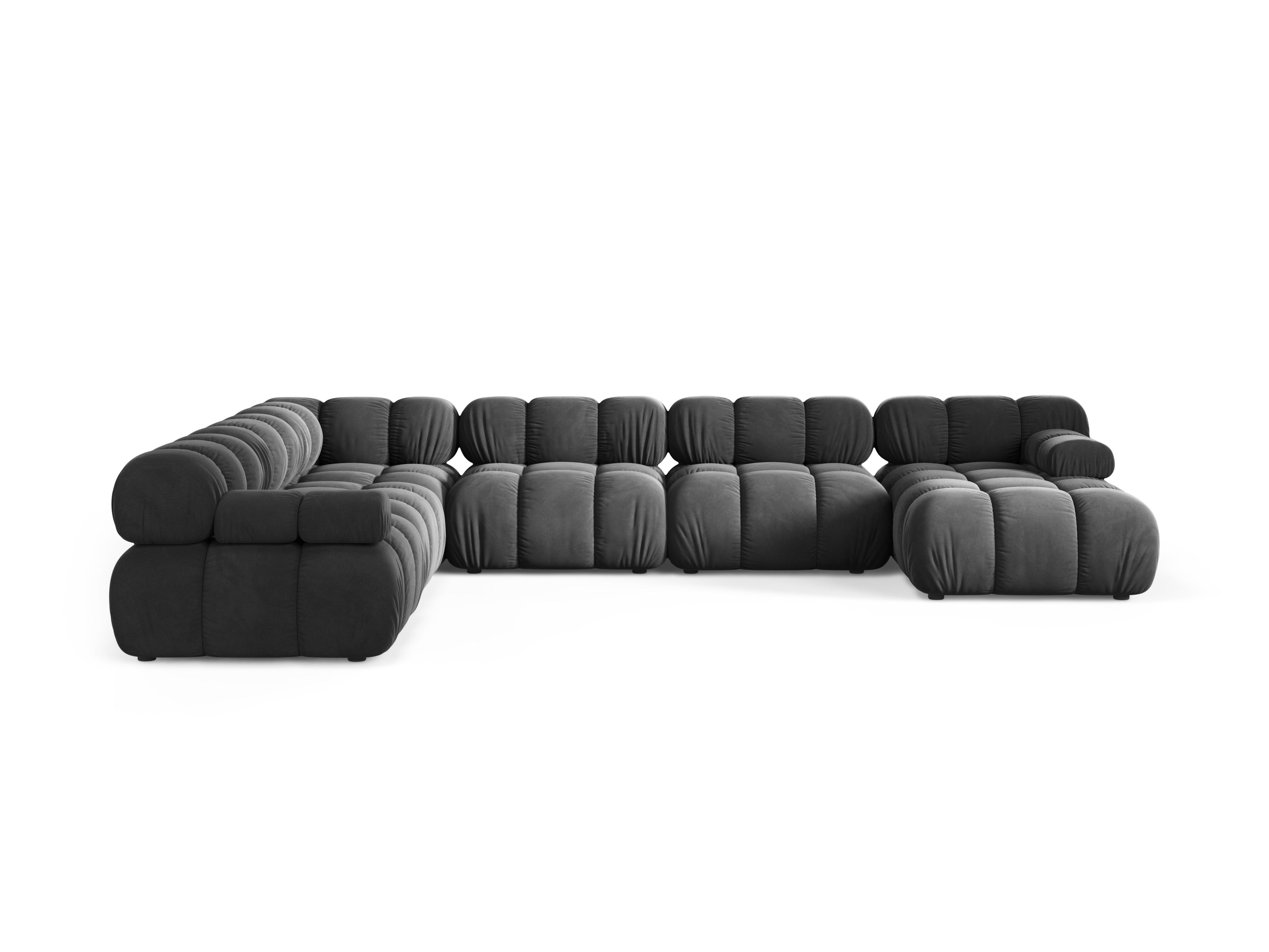 Left-facing panoramic corner sofa BELLIS in dark gray velvet