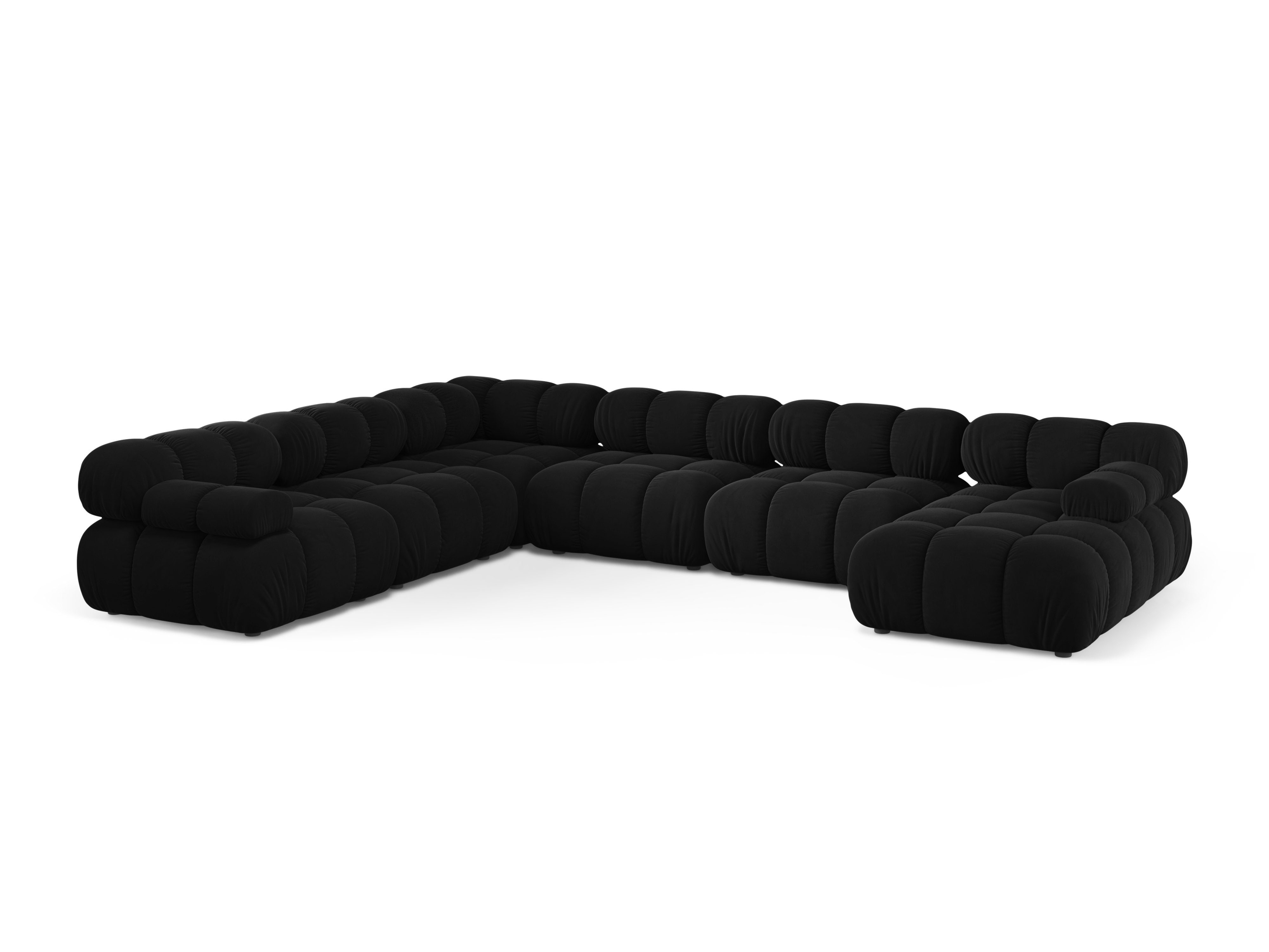 Panoramic Velvet Left-Arm Sofa BELLIS in Black
