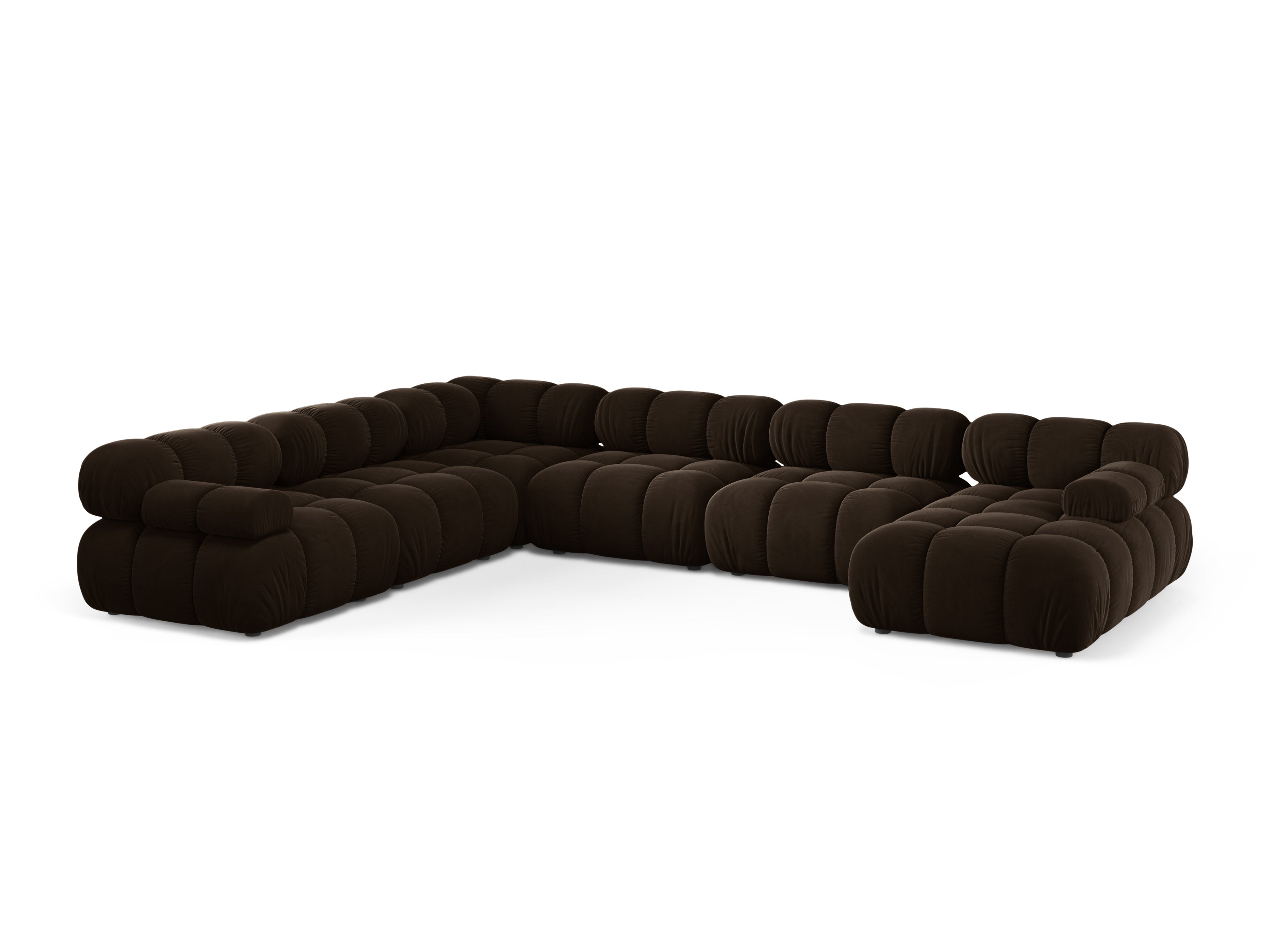 Panoramic Velvet Corner Sofa BELLIS Left Side Chocolate