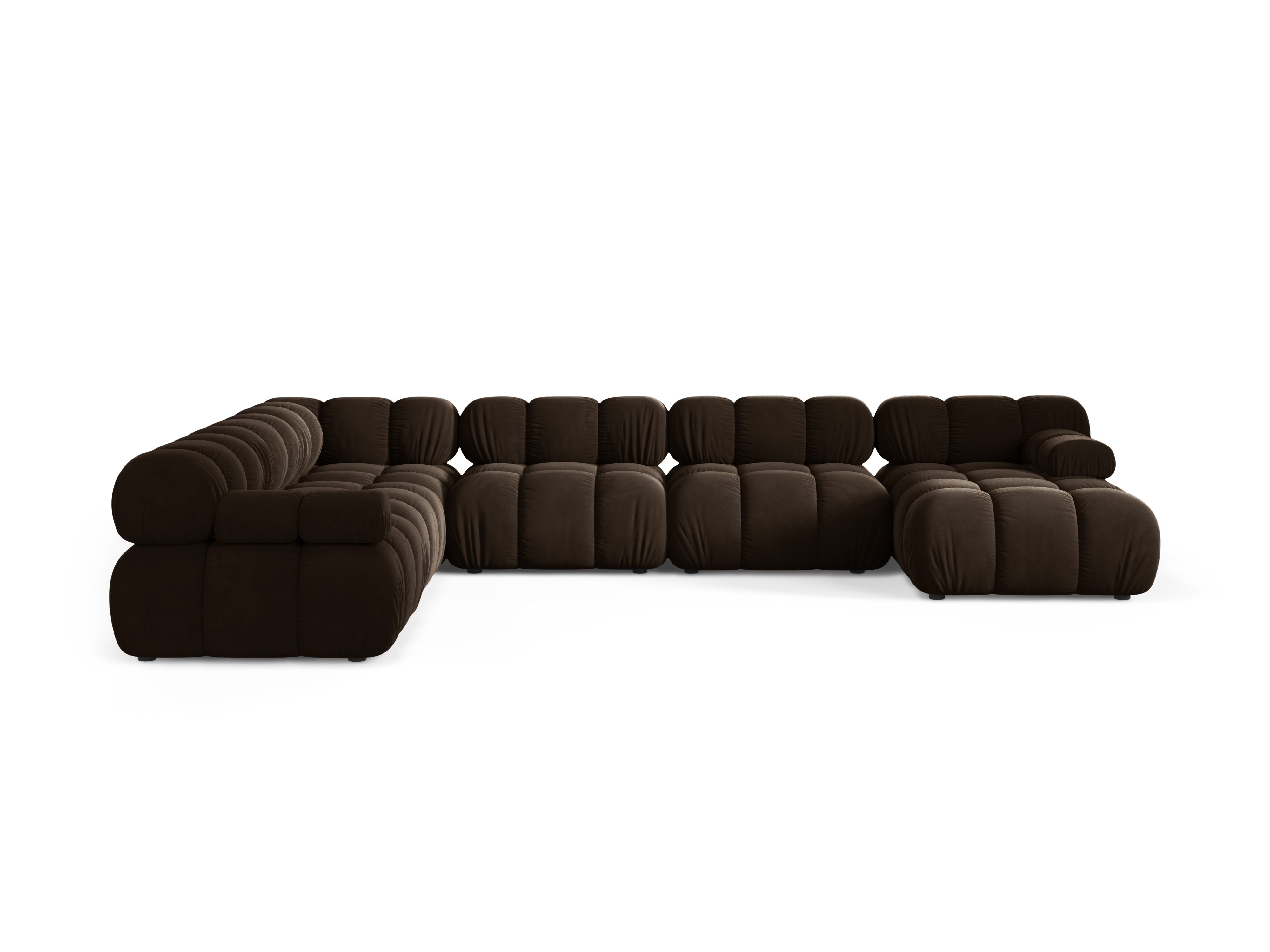 Panoramic Velvet Corner Sofa BELLIS Left Side Chocolate