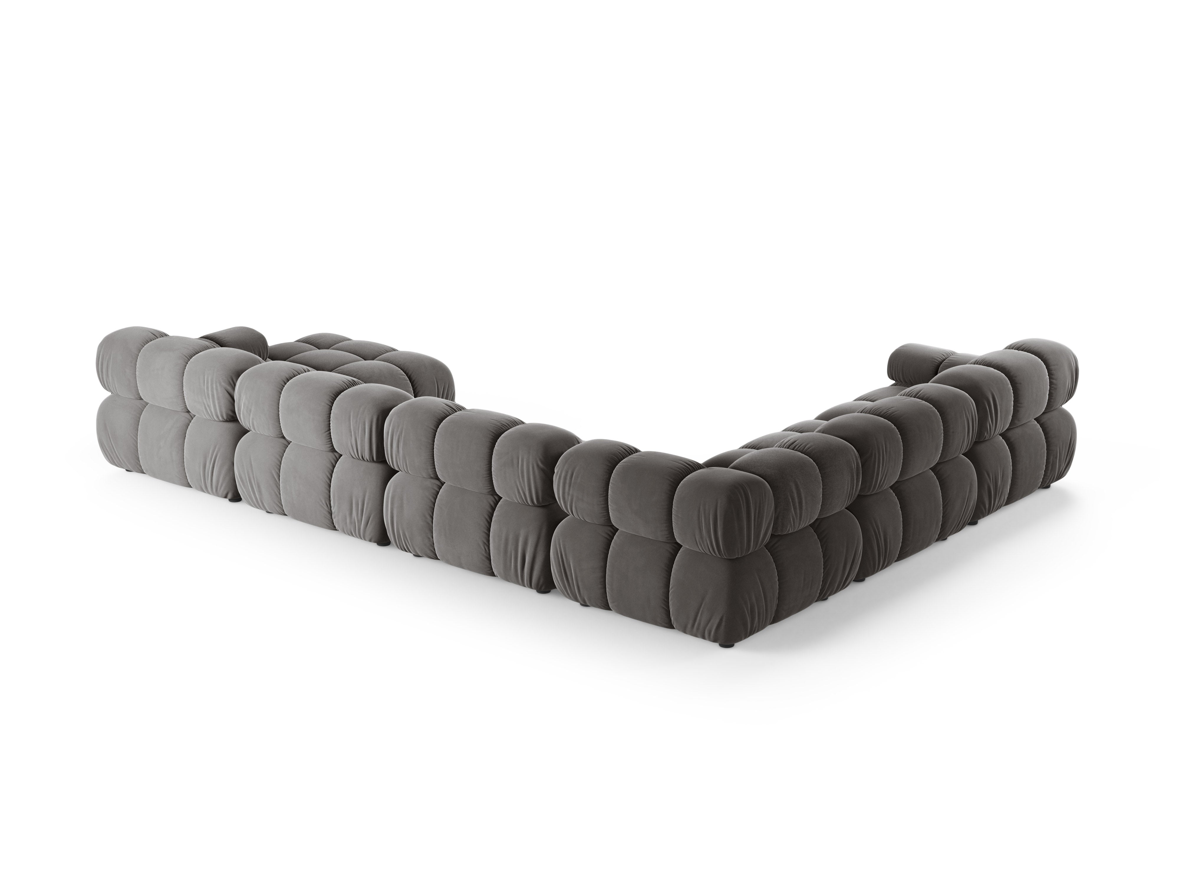 Gray velvet left-facing panoramic corner sofa BELLIS