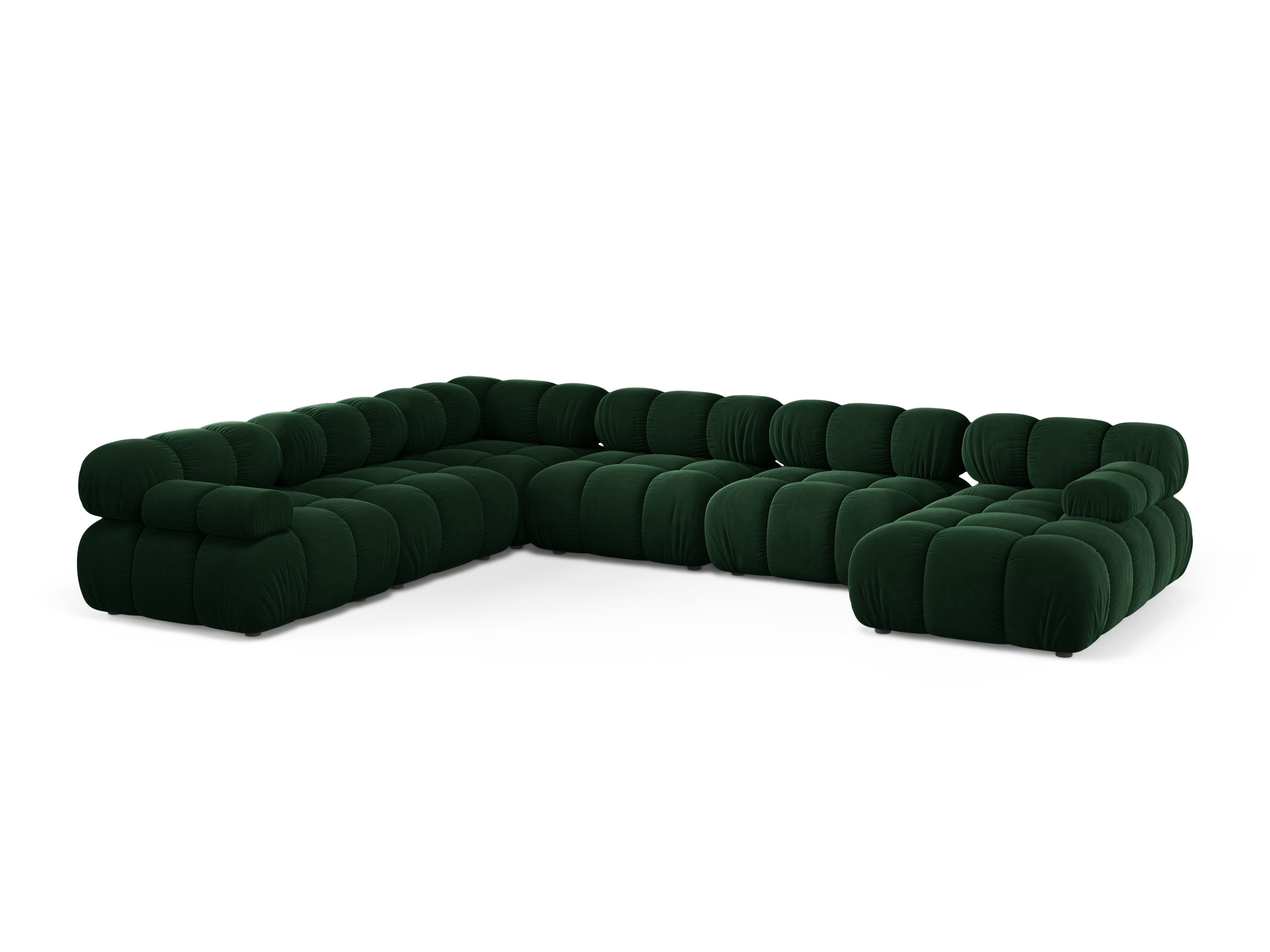Panoramic Velvet Left-Arm Sofa BELLIS in Bottle Green
