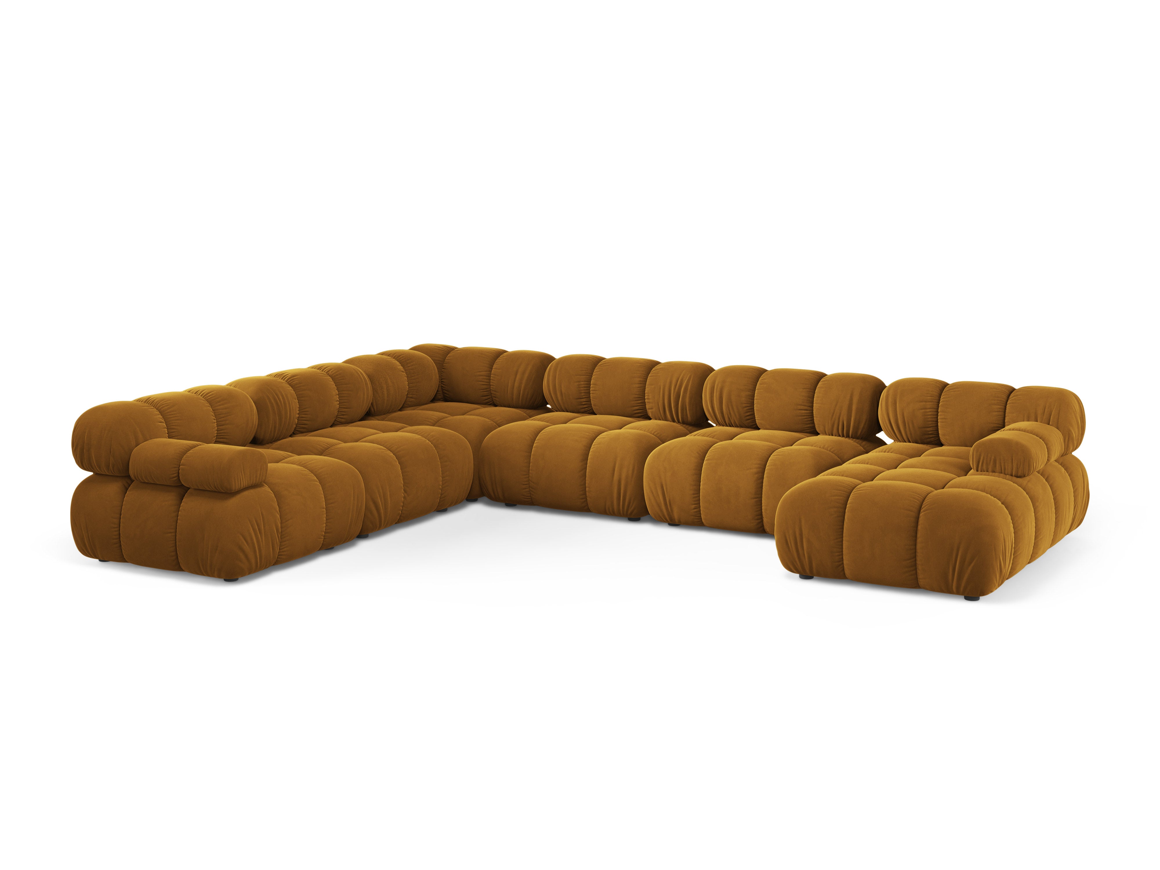 Mustard Velvet Left-Handed Panoramic Corner Sofa BELLIS