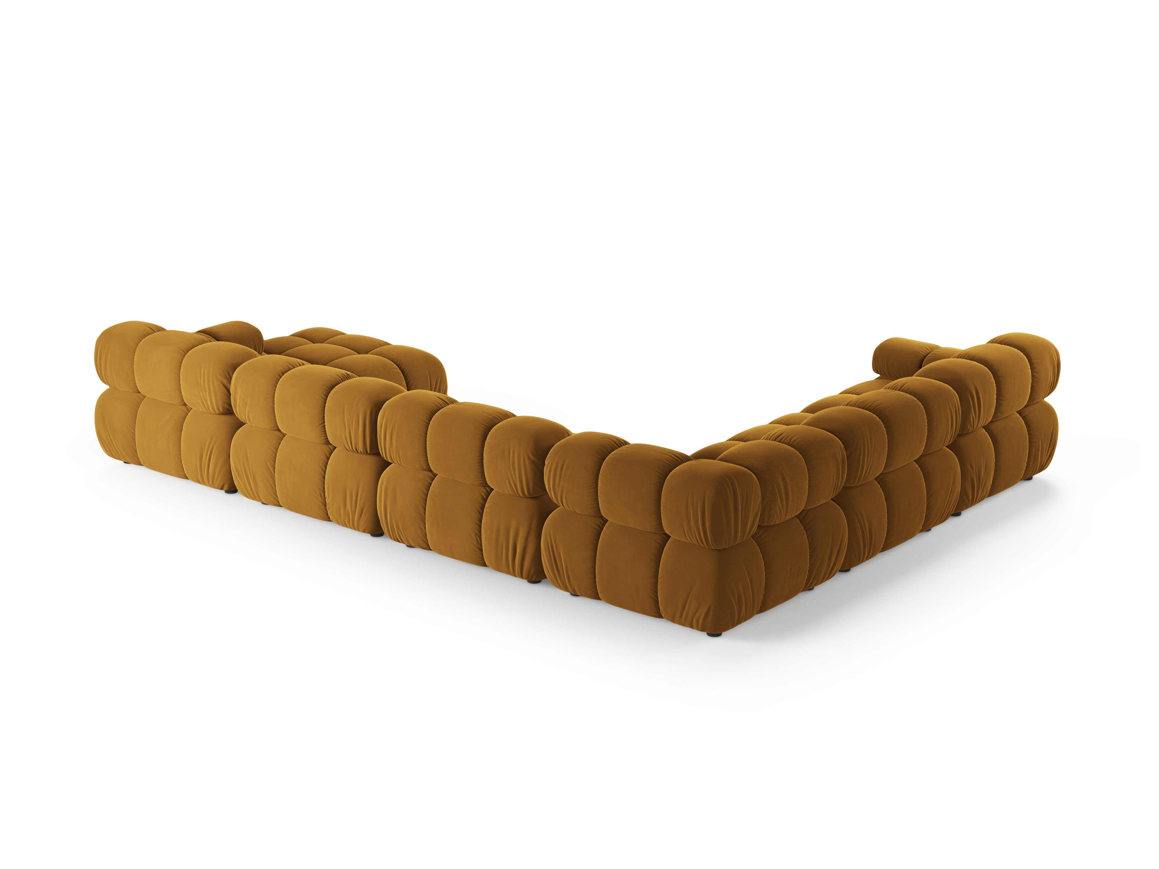 Mustard Velvet Left-Handed Panoramic Corner Sofa BELLIS