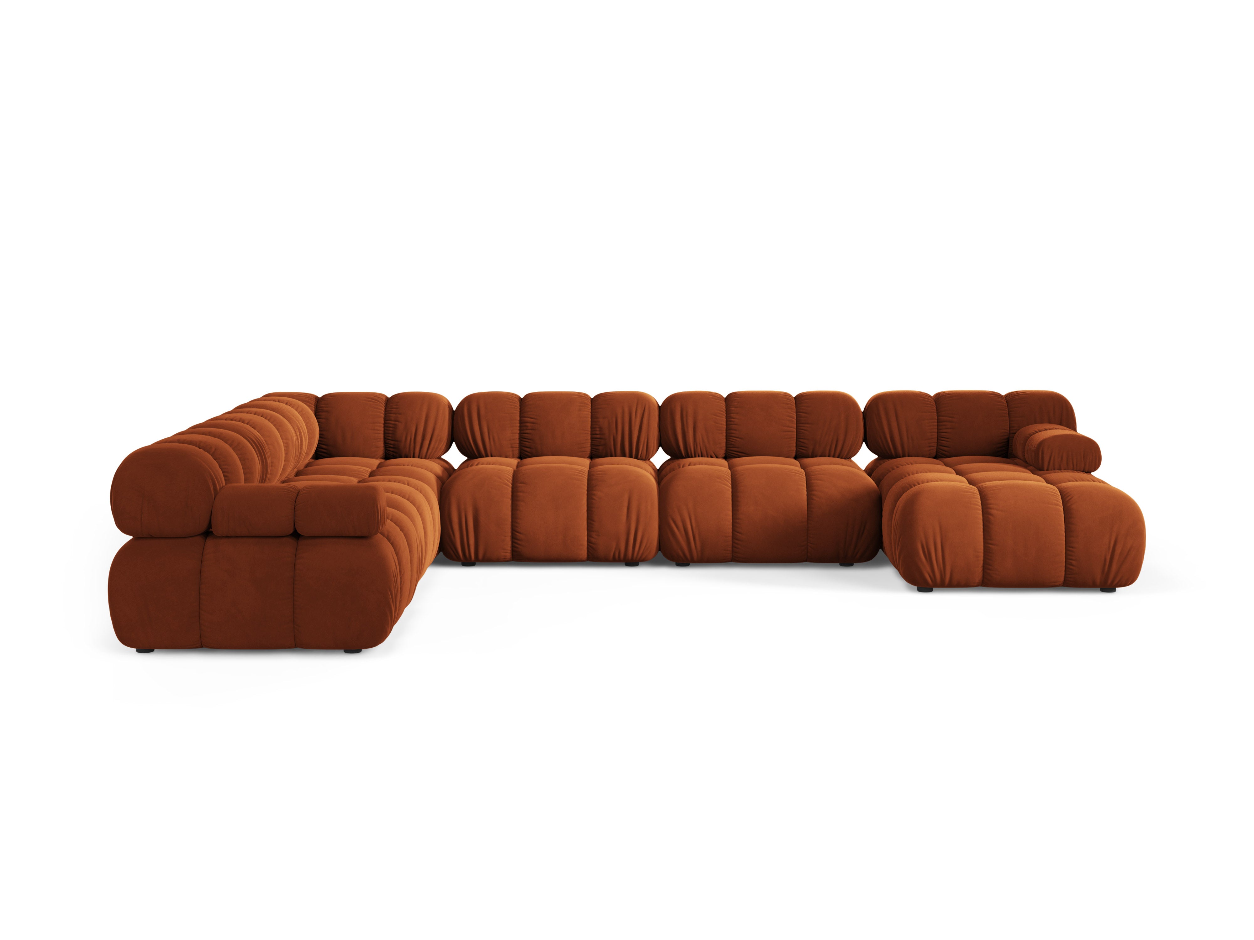 Panoramic Velvet Left-Arm Sofa BELLIS in Brick Red