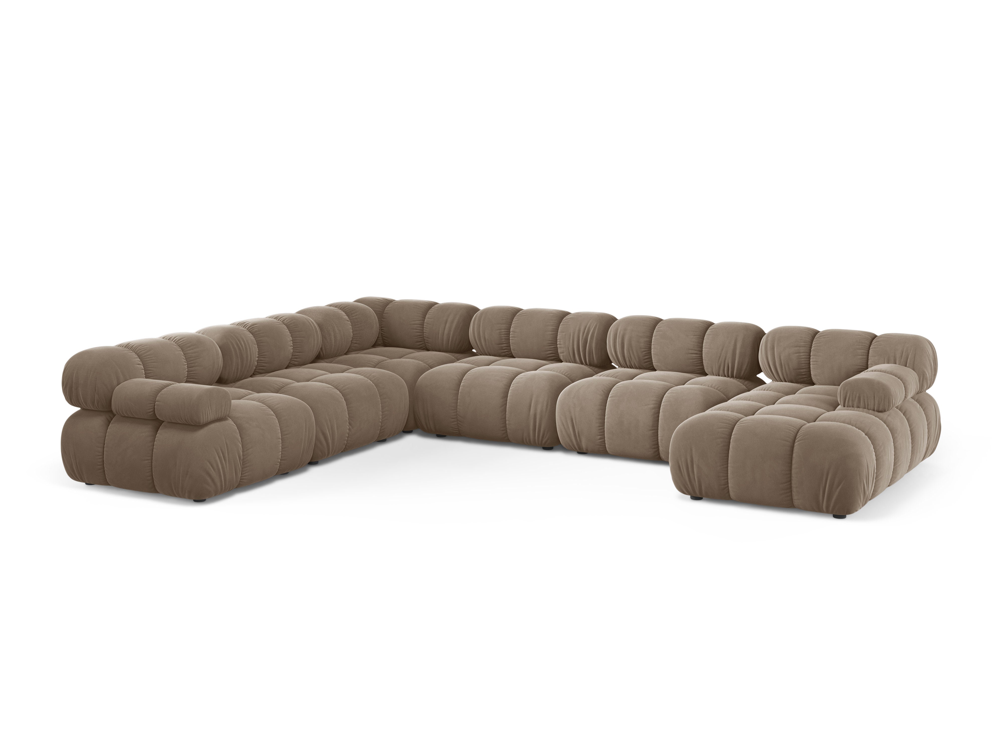 Panoramic Velvet Corner Sofa BELLIS Left Side in Cappuccino