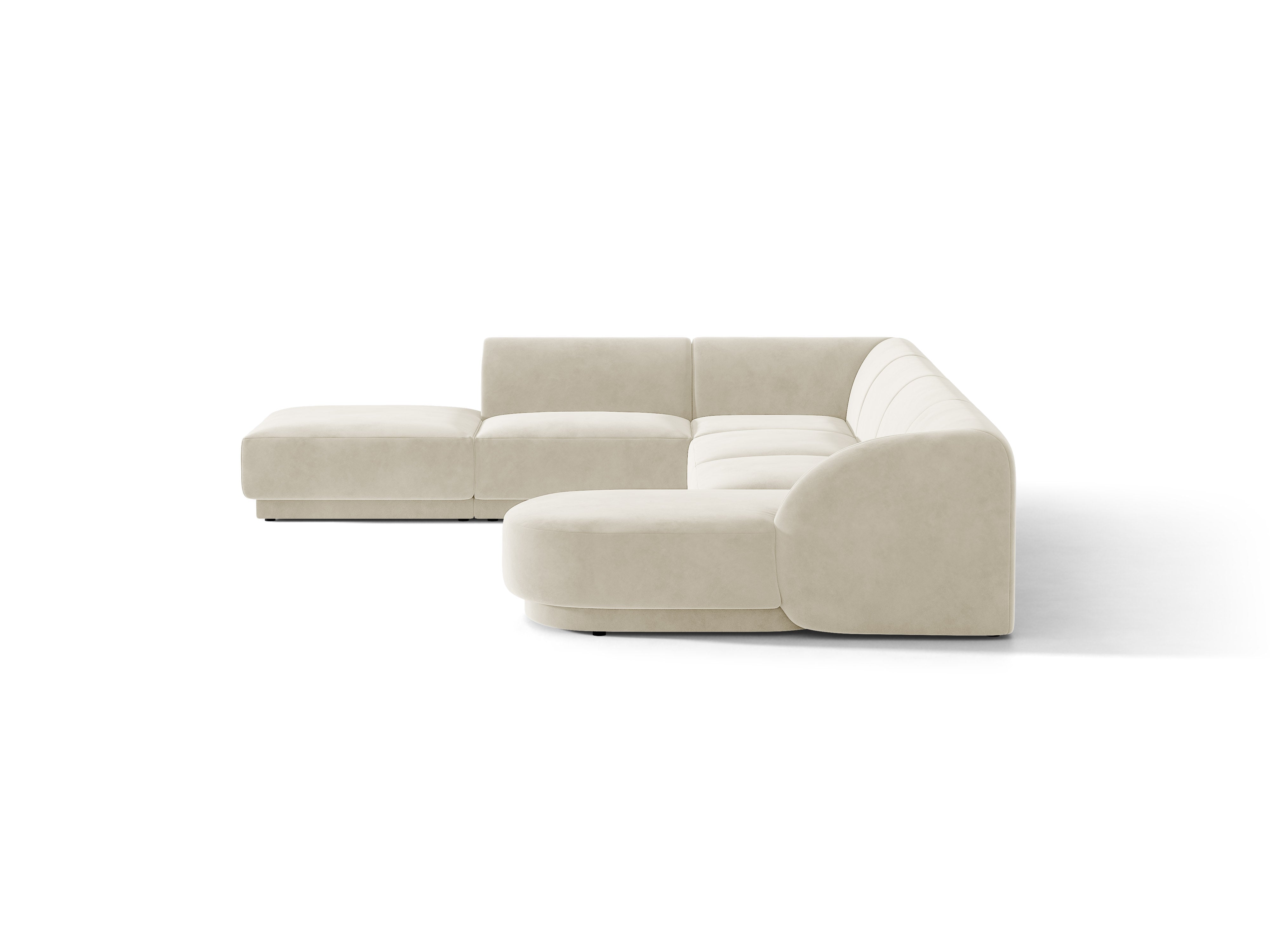 Velvet corner sofa for 6 people in left-facing U shape MILEY beige