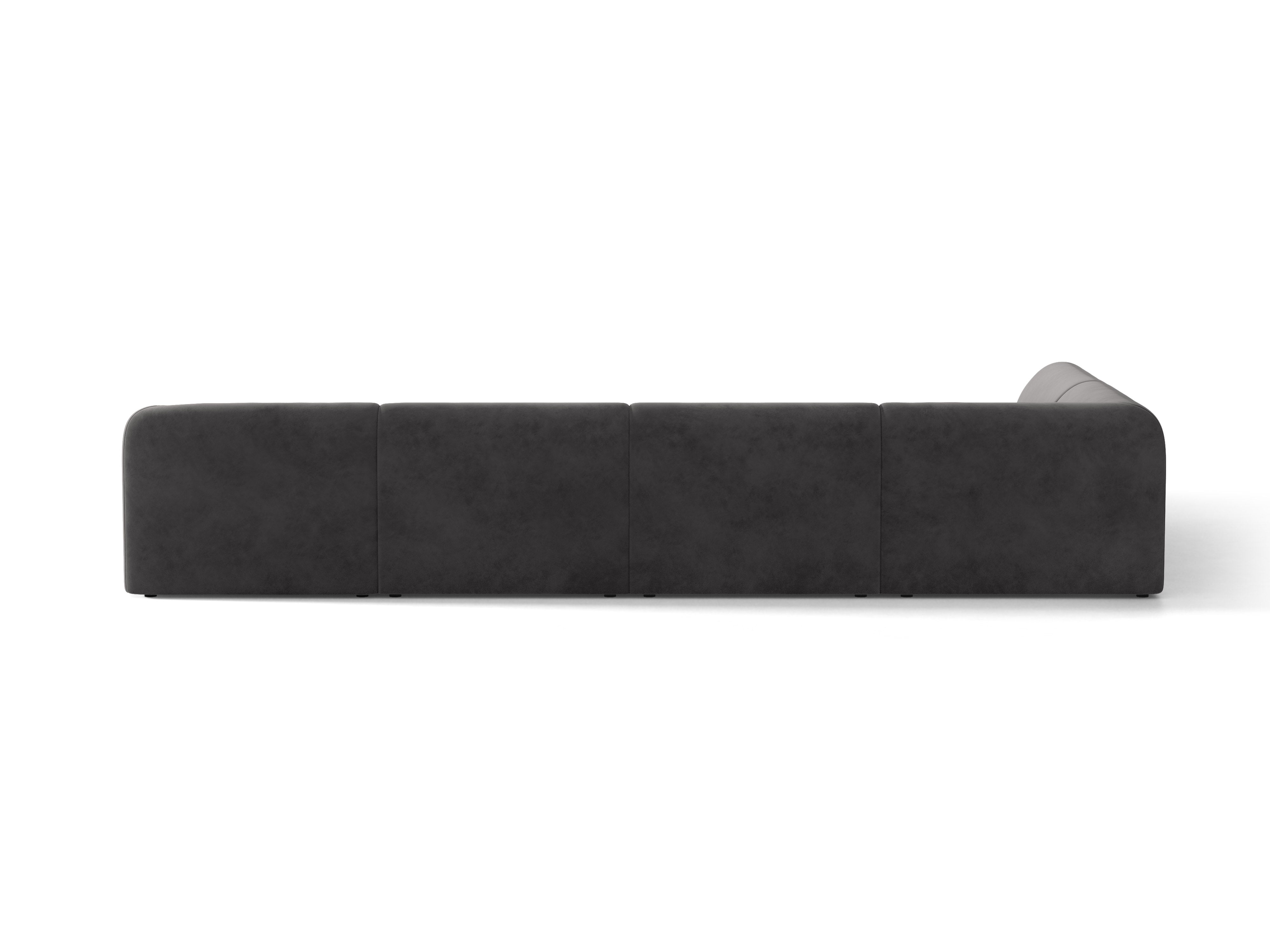 Velvet corner sofa for 6 people in left-facing U shape MILEY dark gray