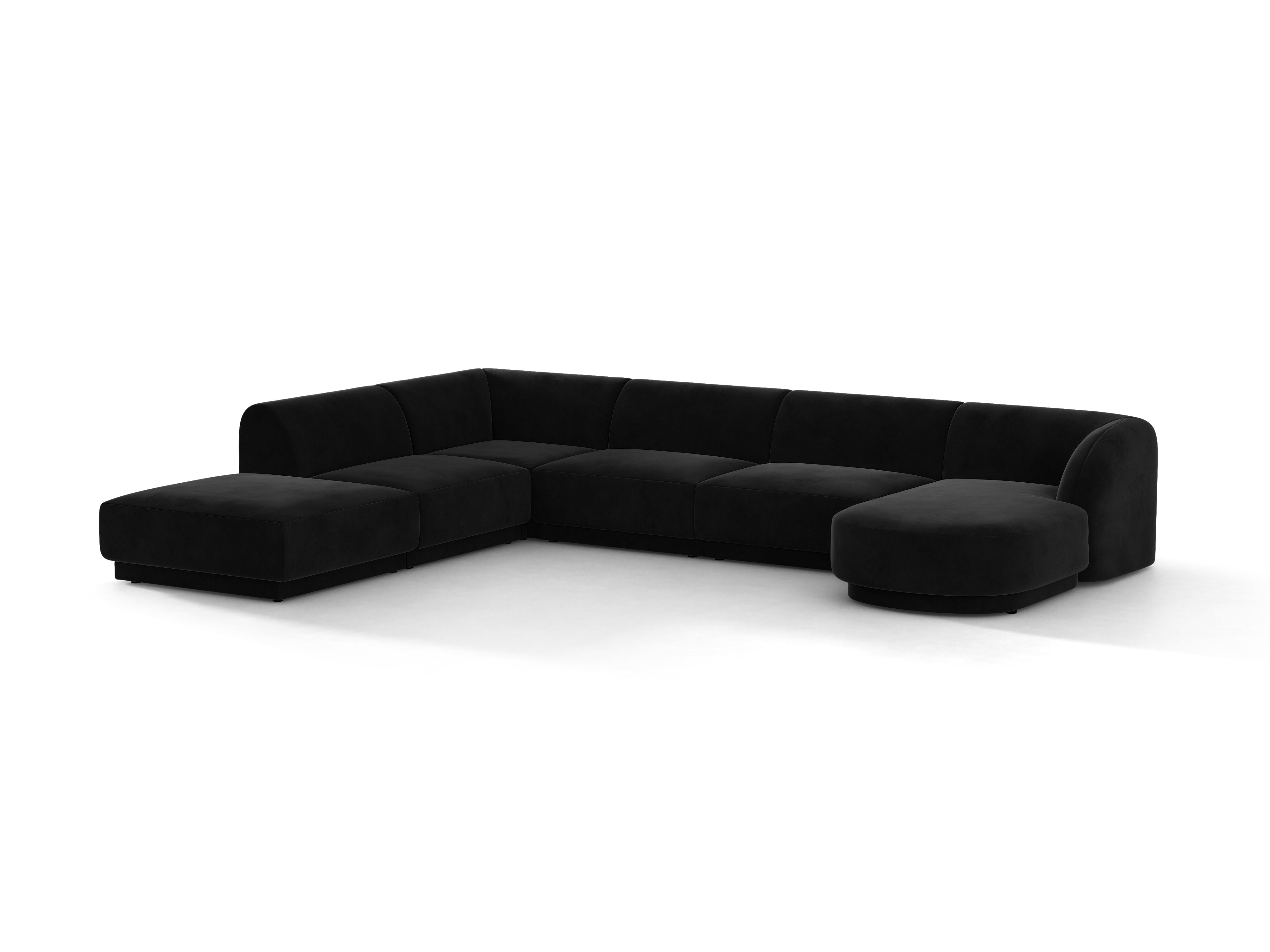 Velvet corner sofa for 6 people in left-facing U shape MILEY black