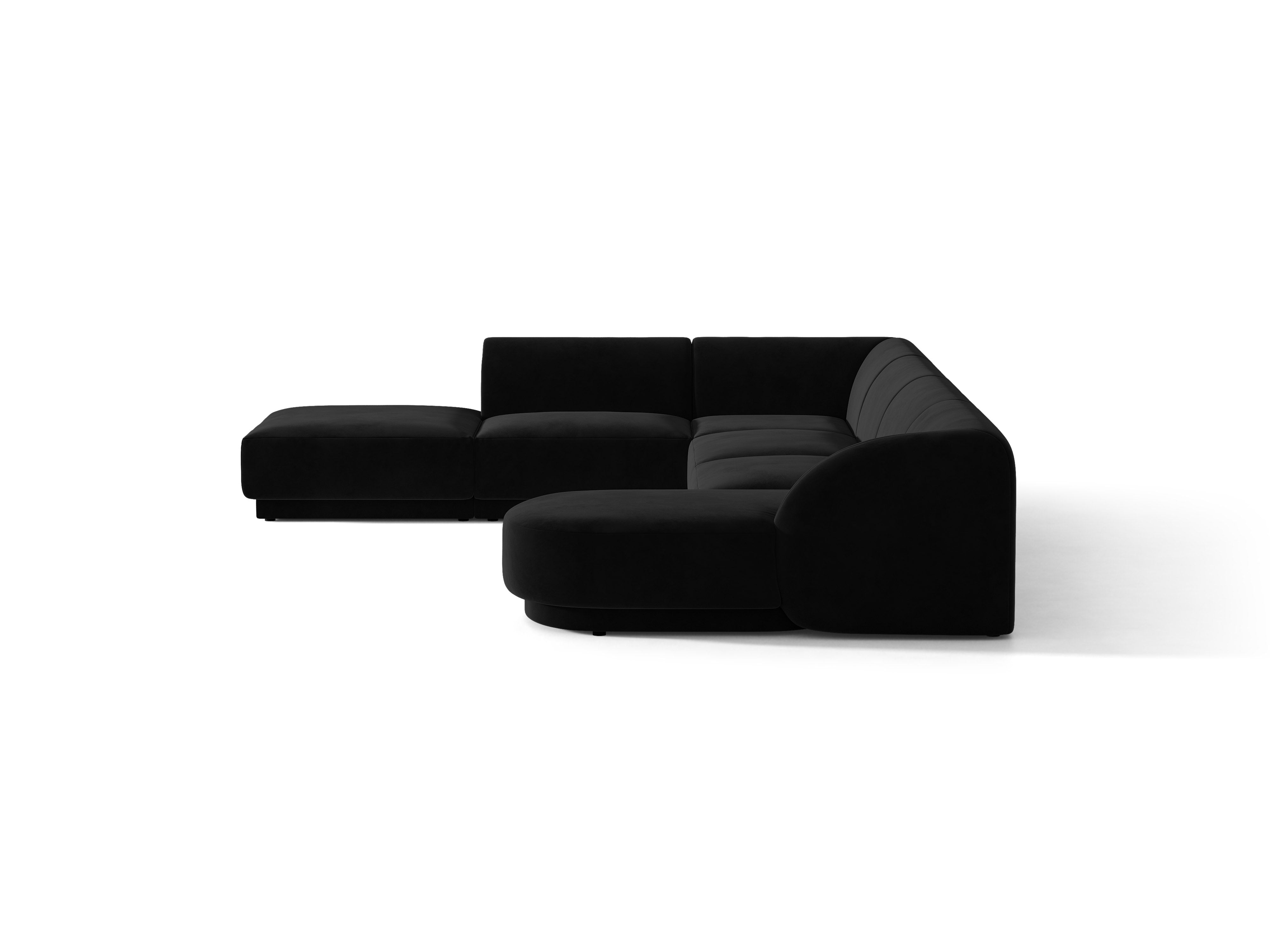 Velvet corner sofa for 6 people in left-facing U shape MILEY black