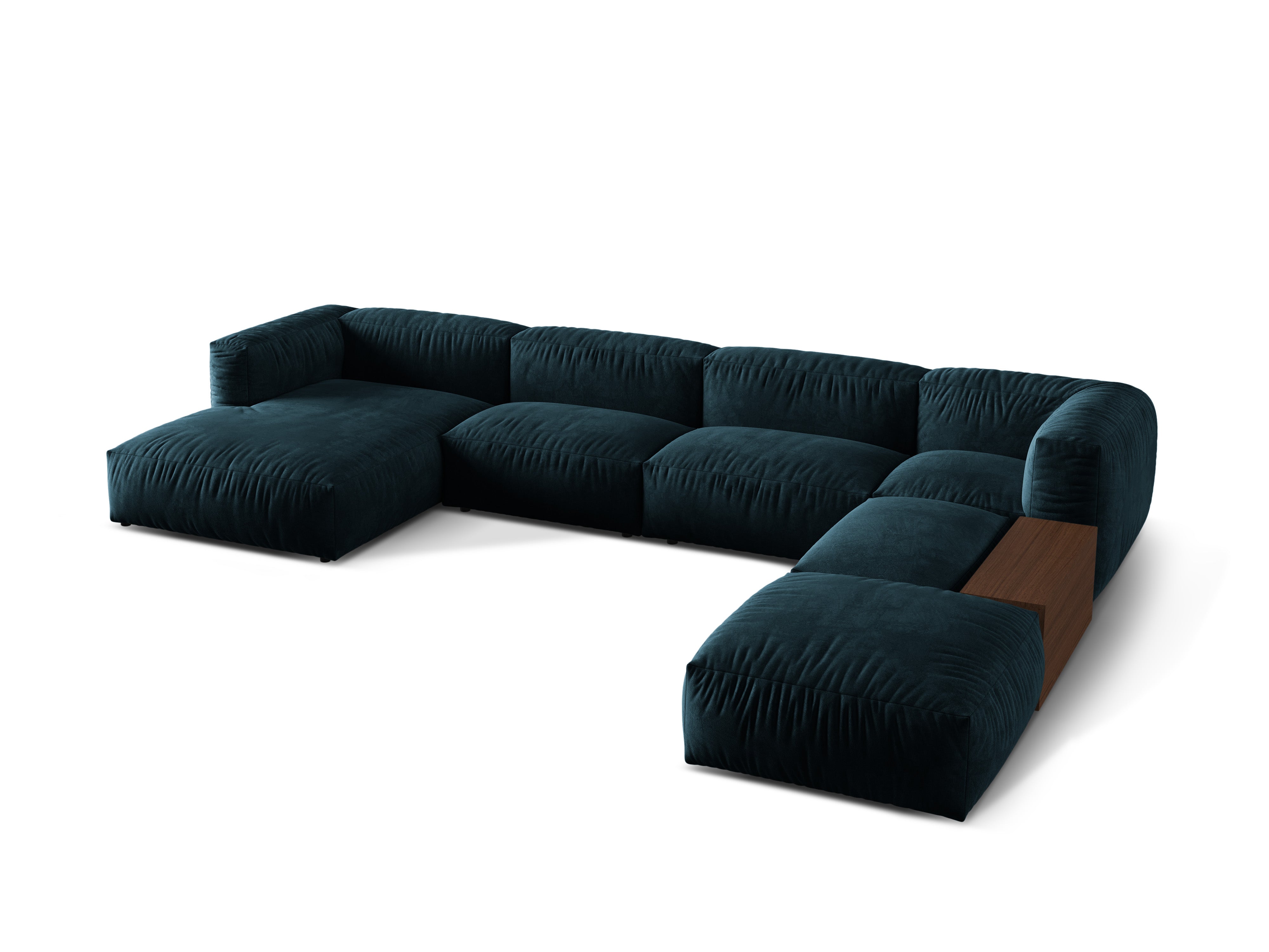 Right -sided corner velvet panoramic martin navy blue Petrol