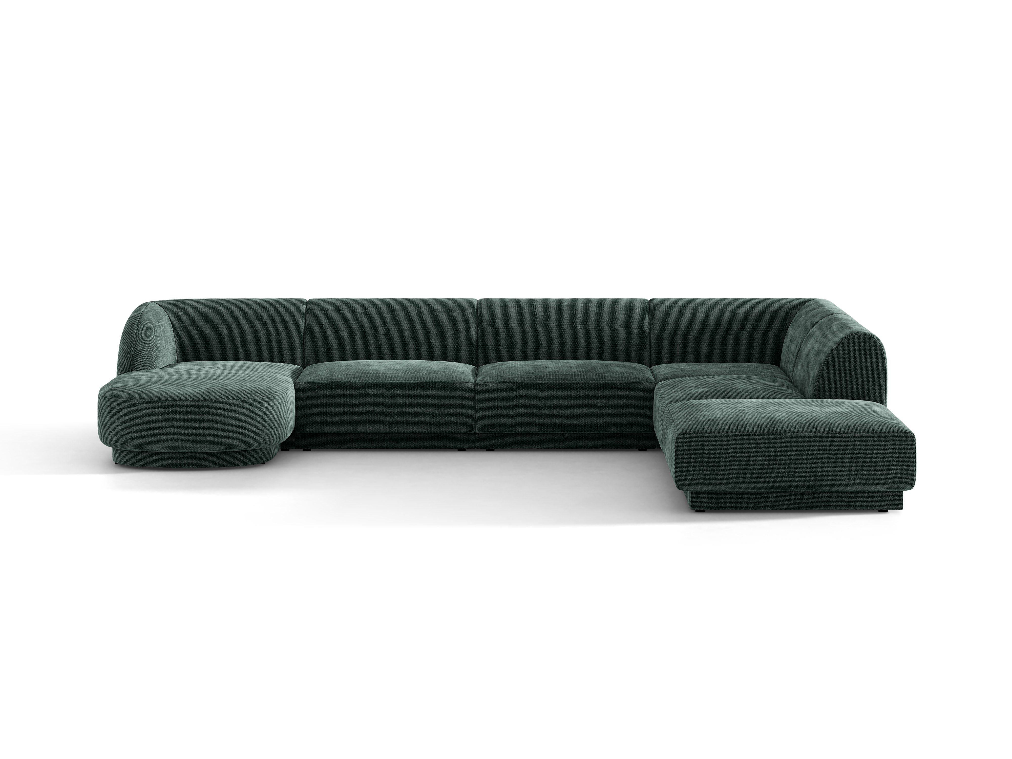 Right-facing panoramic corner sofa for 6 people MILEY petrol silky chenille