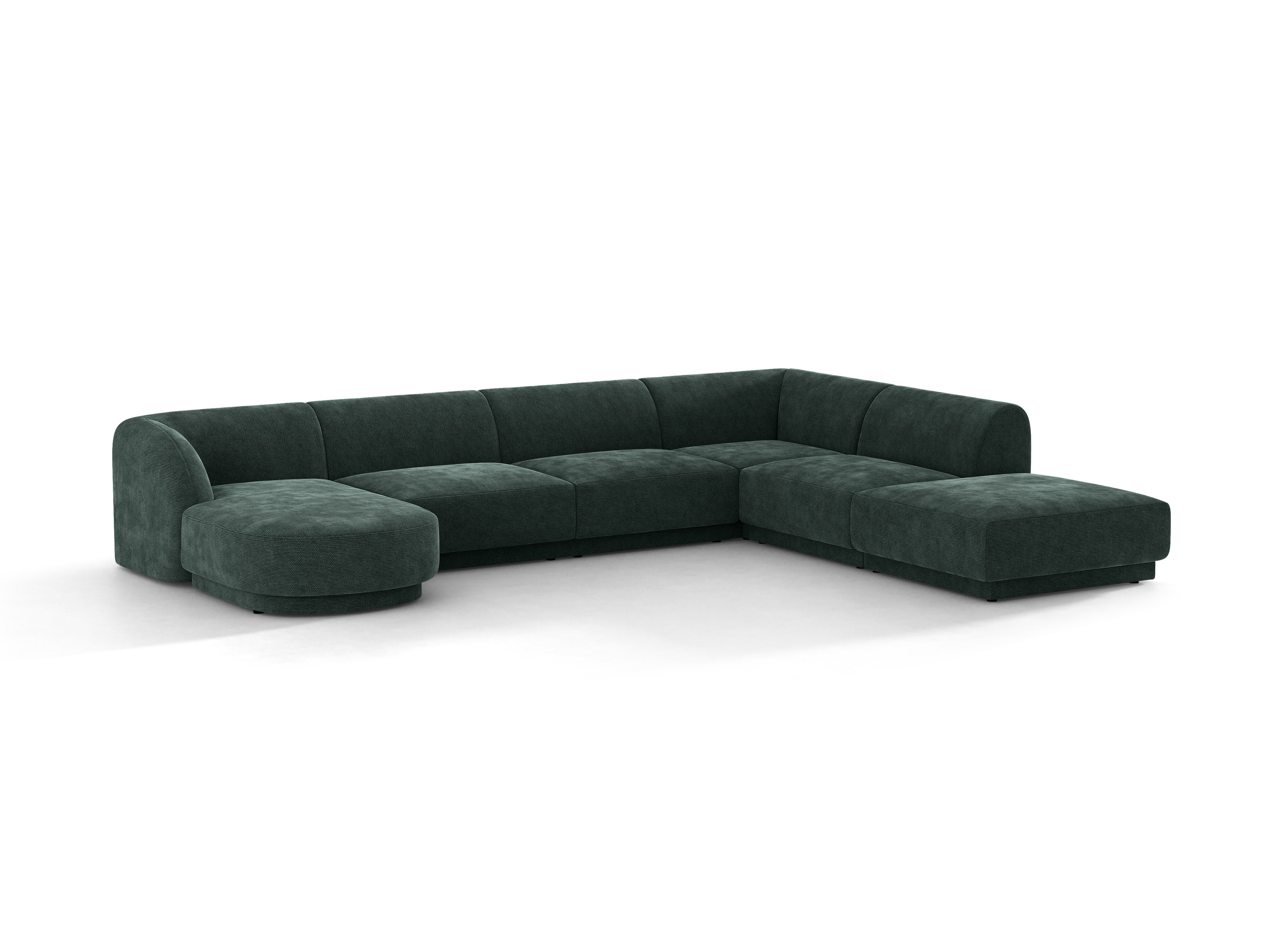 Right-facing panoramic corner sofa for 6 people MILEY petrol silky chenille