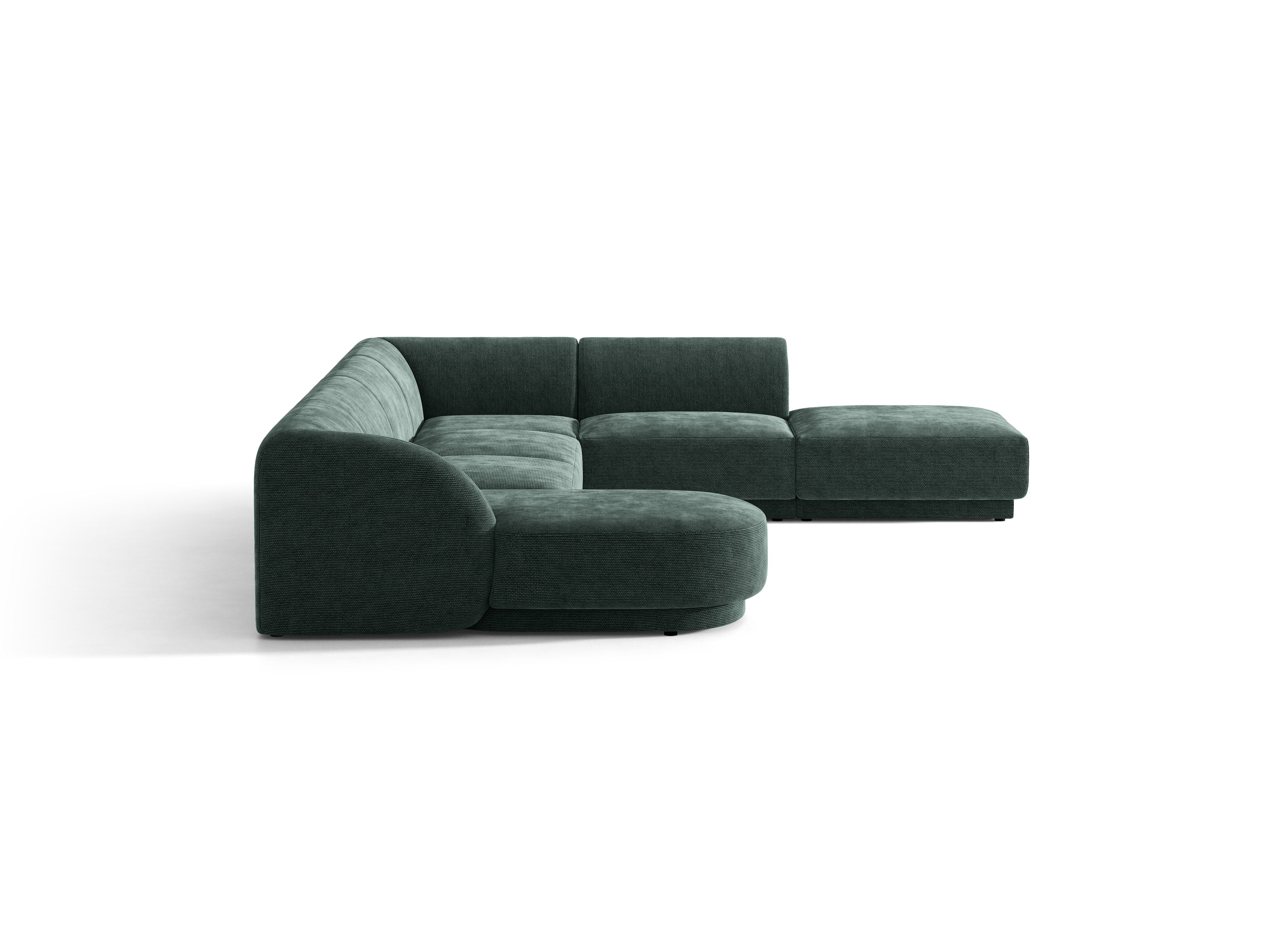 Right-facing panoramic corner sofa for 6 people MILEY petrol silky chenille
