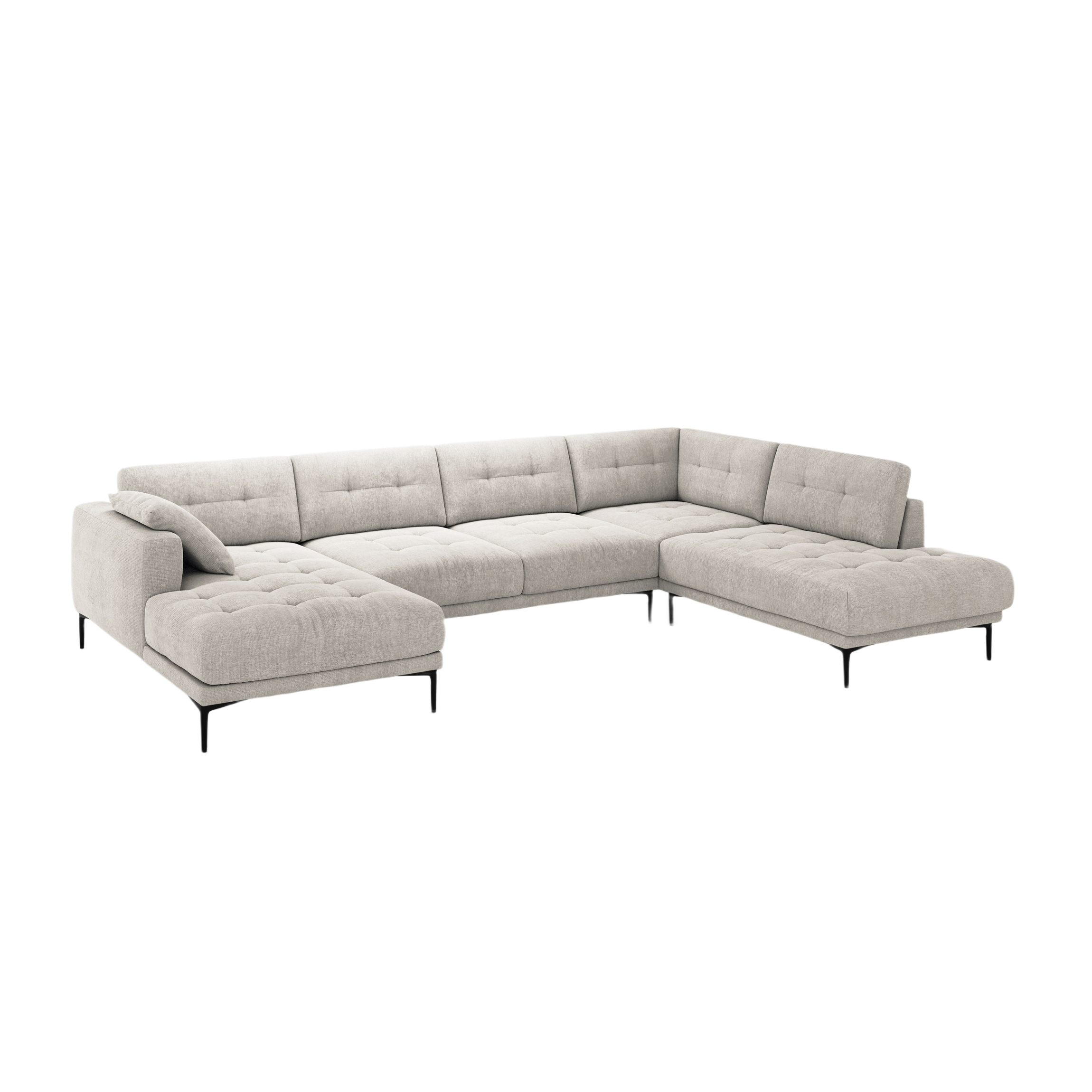 Right-hand panoramic corner sofa BEMY beige chenille