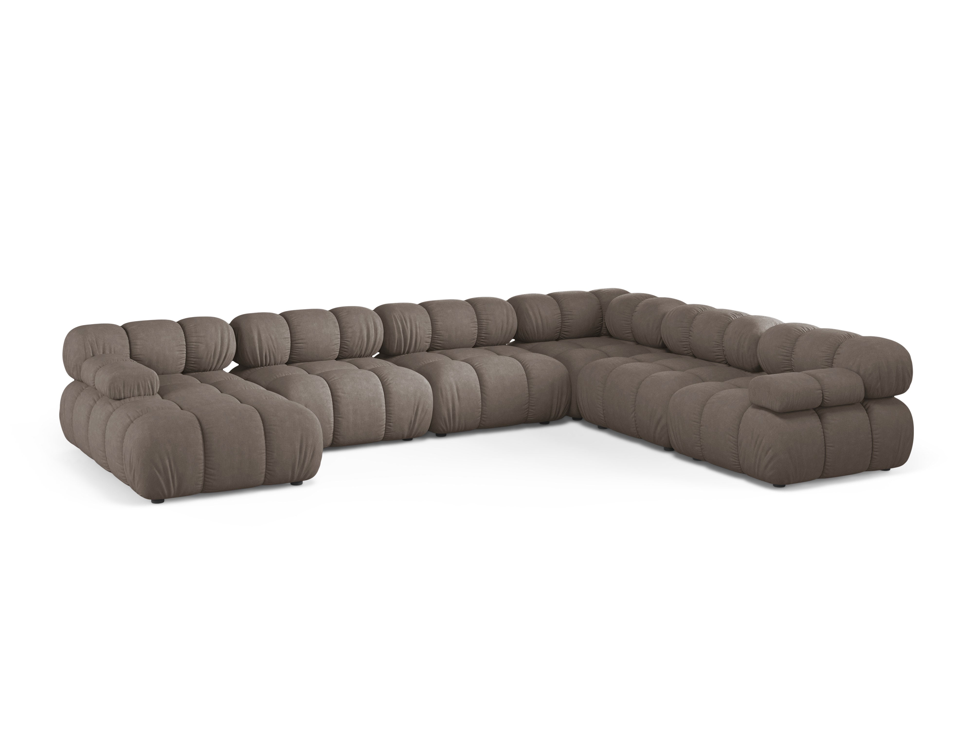 Right-facing panoramic corner sofa BELLIS in dark cappuccino.