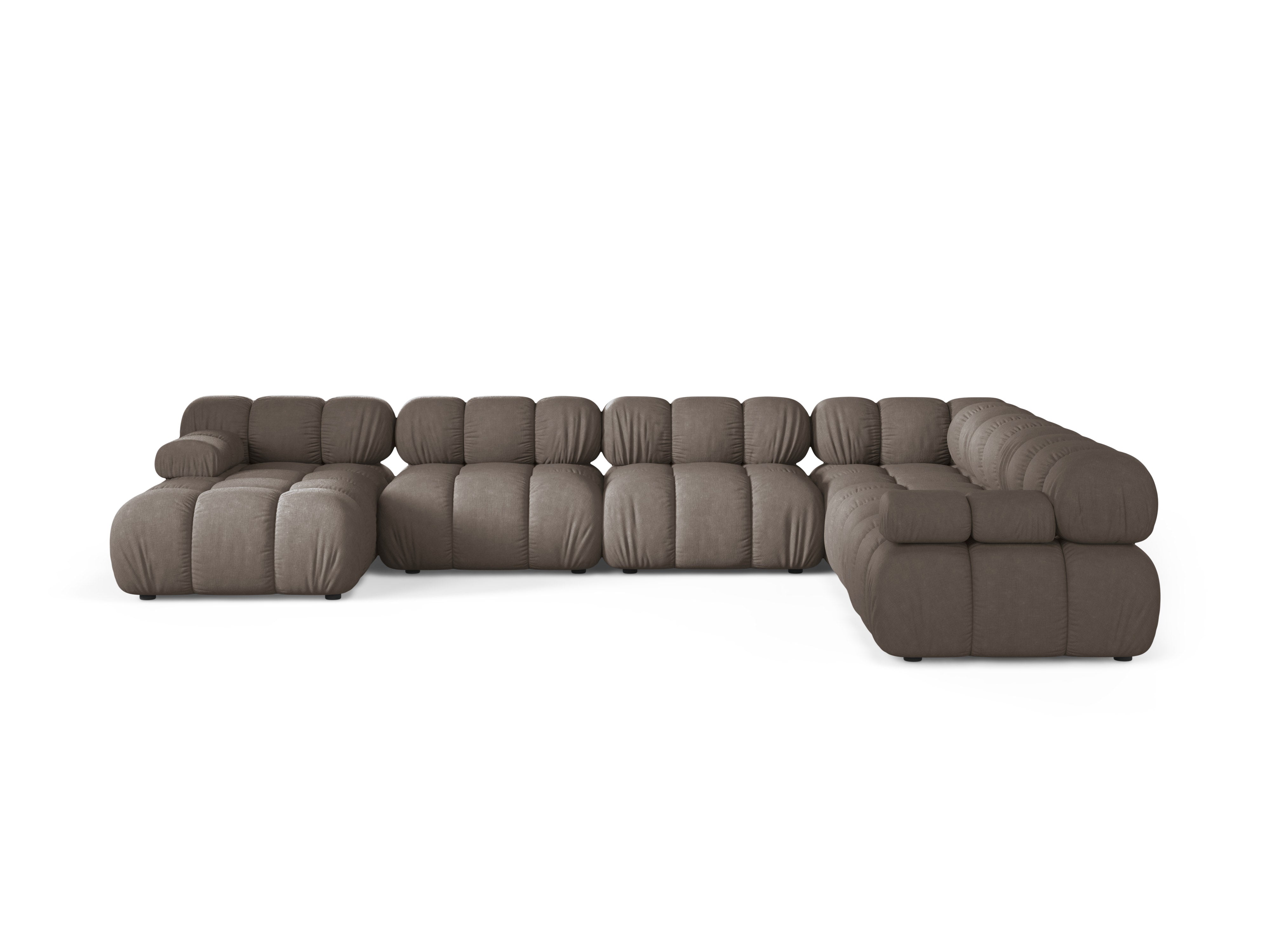 Right-facing panoramic corner sofa BELLIS in dark cappuccino.