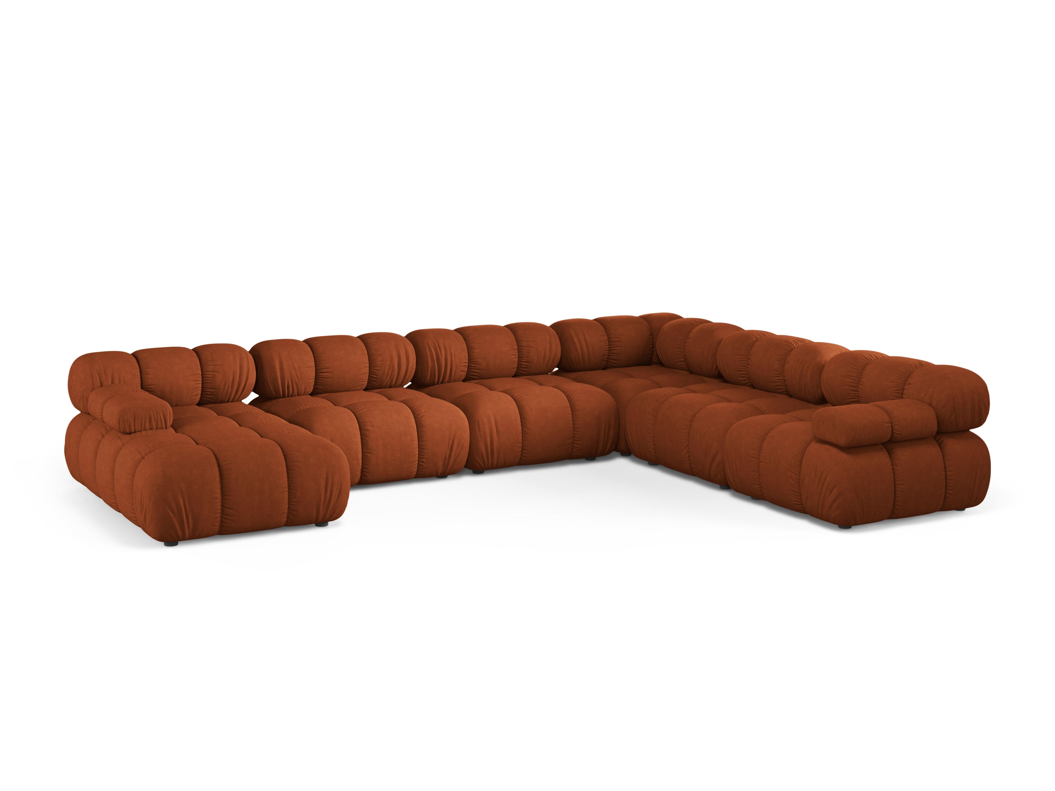 Right-facing panoramic corner sofa BELLIS in brick color