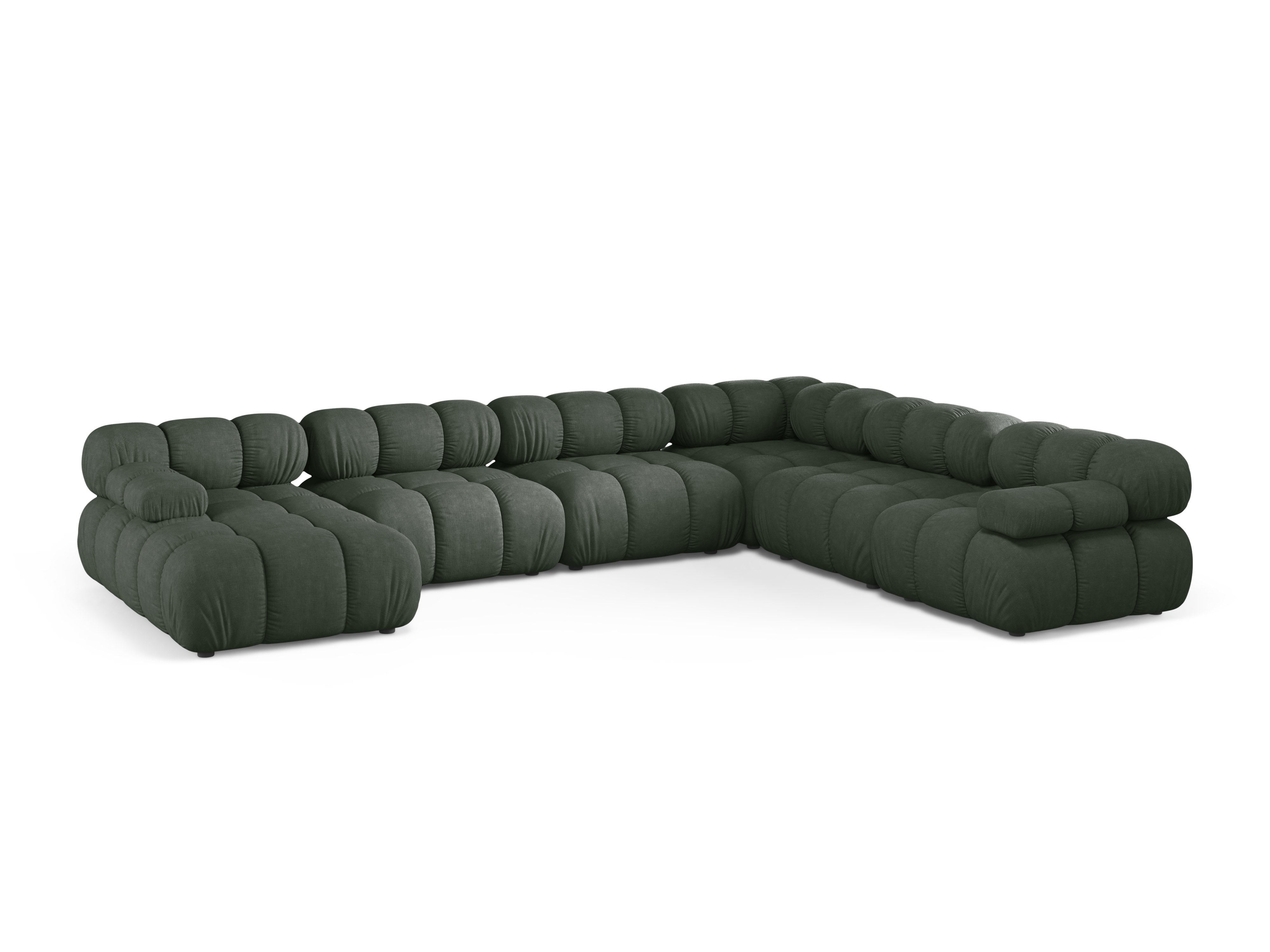 Right-facing panoramic corner sofa BELLIS in dark green