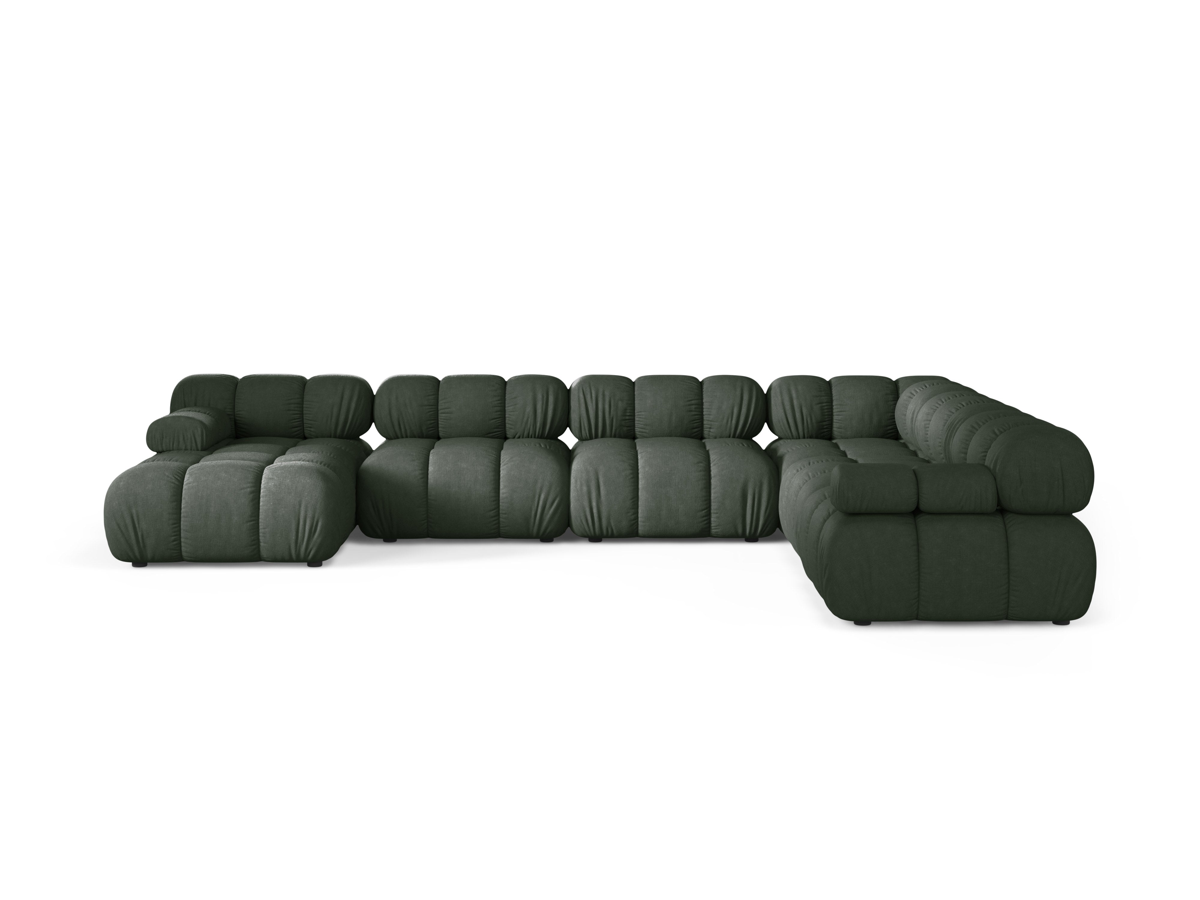 Right-facing panoramic corner sofa BELLIS in dark green