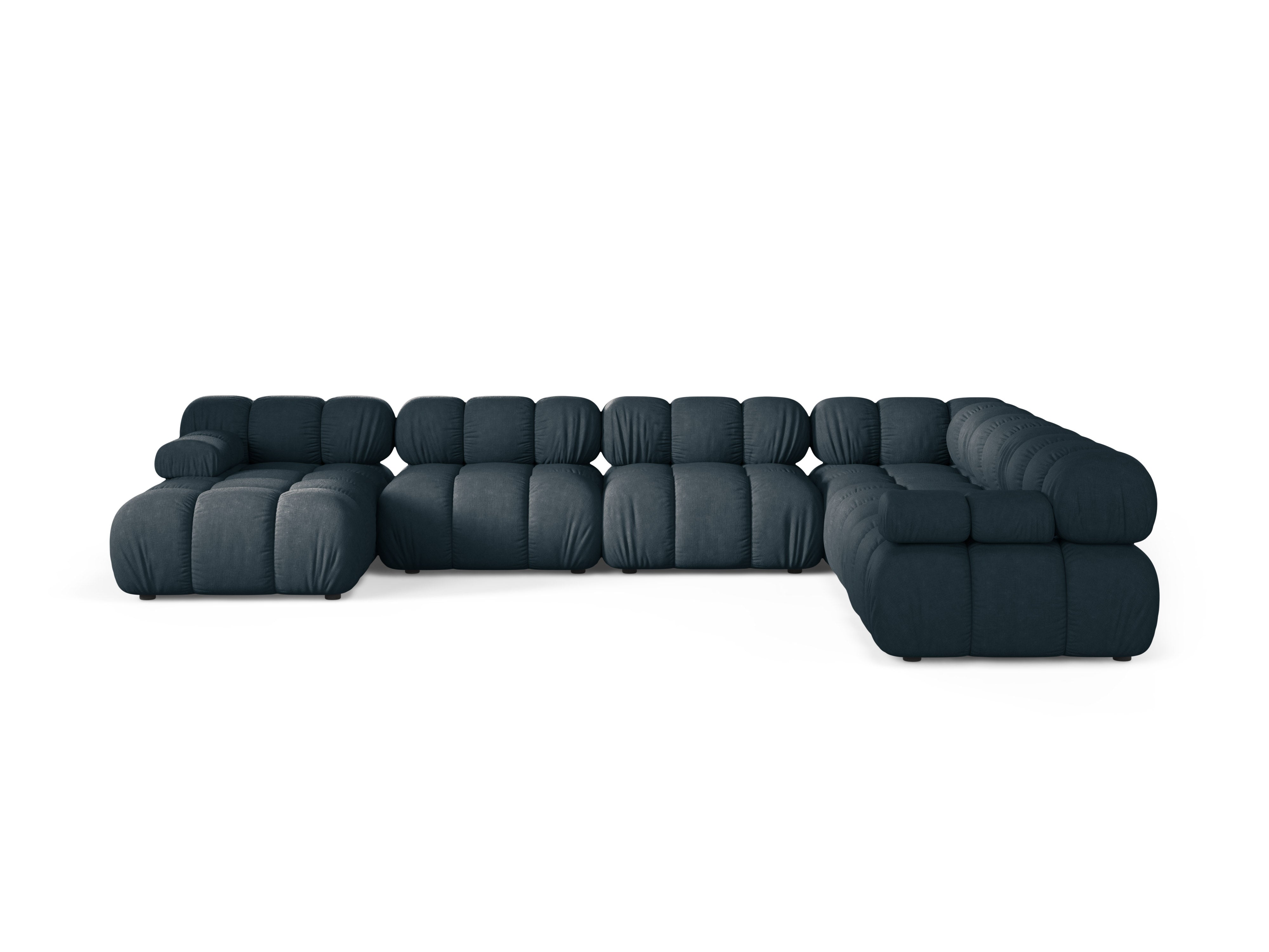 Right-facing panoramic corner sofa BELLIS in deep petrol.