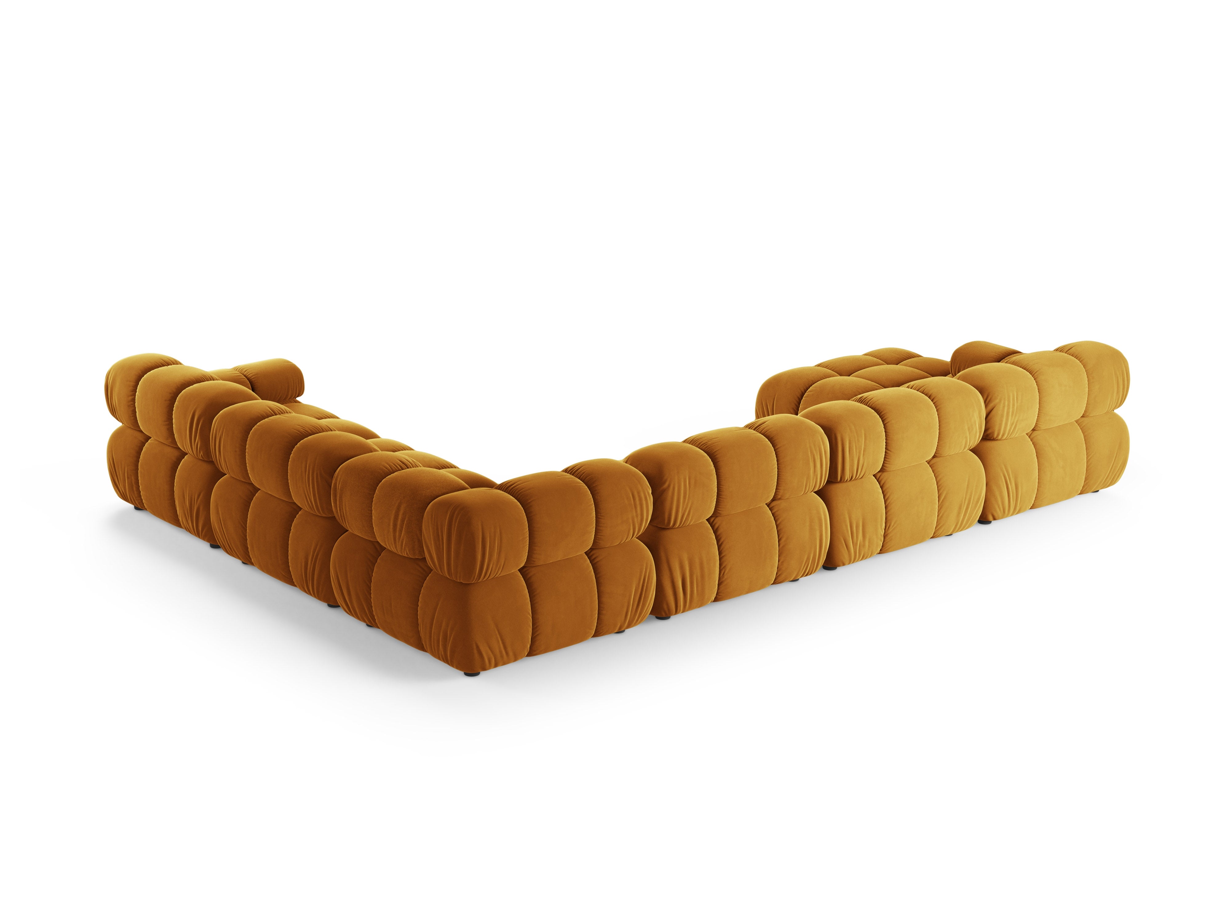 Right-facing panoramic corner sofa BELLIS in mustard velvet
