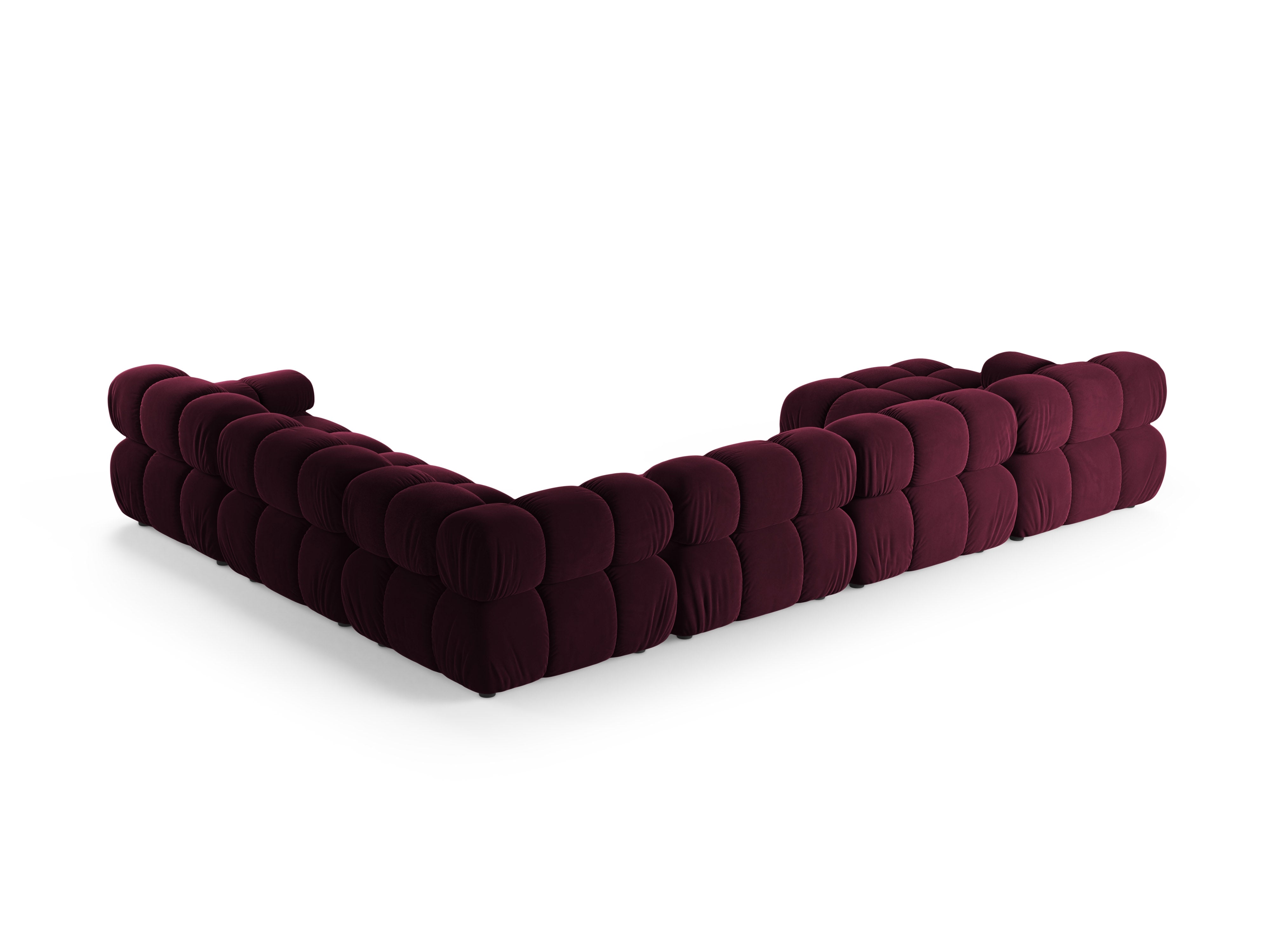 Right-facing panoramic corner sofa BELLIS in burgundy velvet