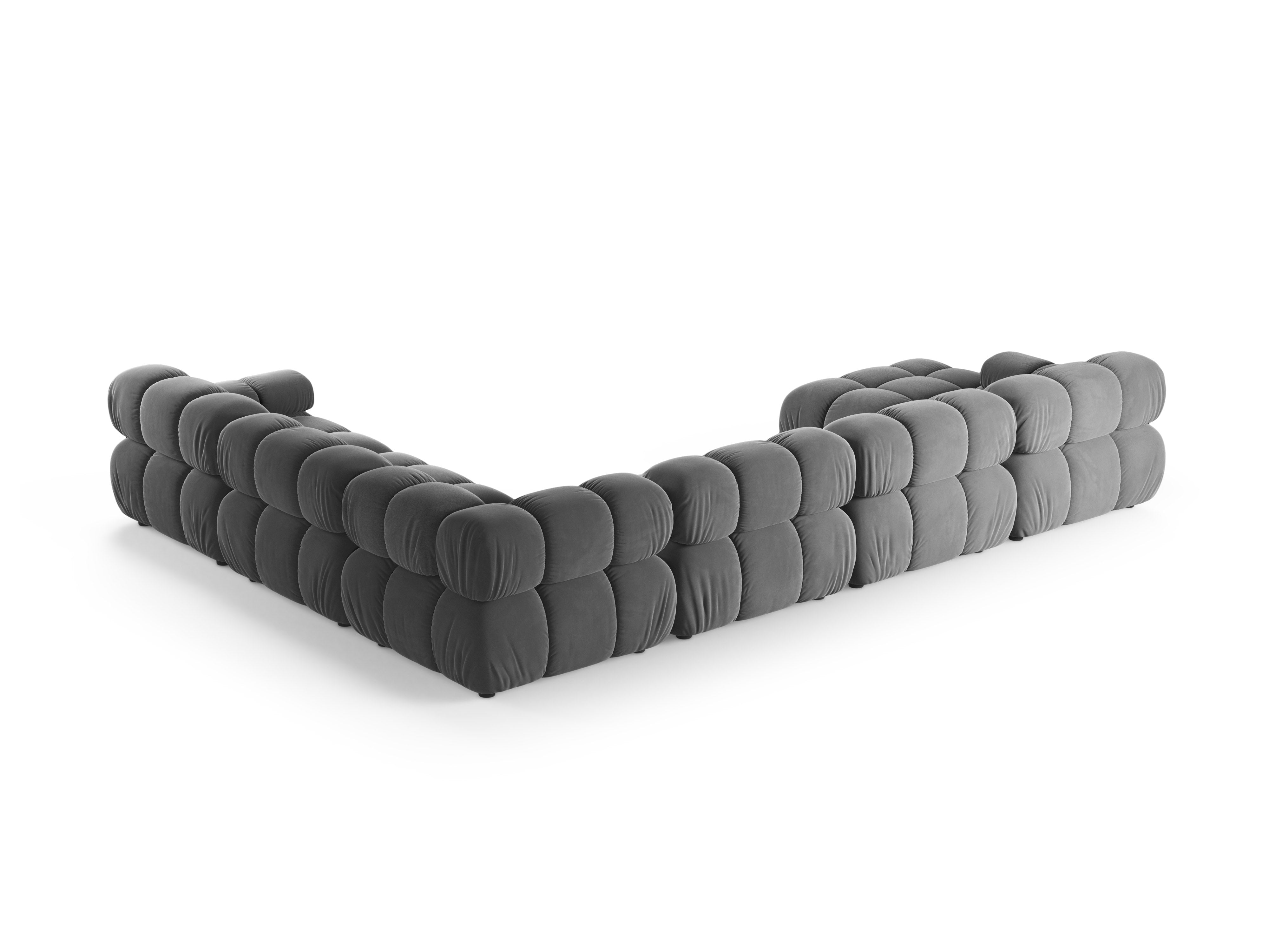 Right-facing panoramic corner sofa BELLIS in gray velvet