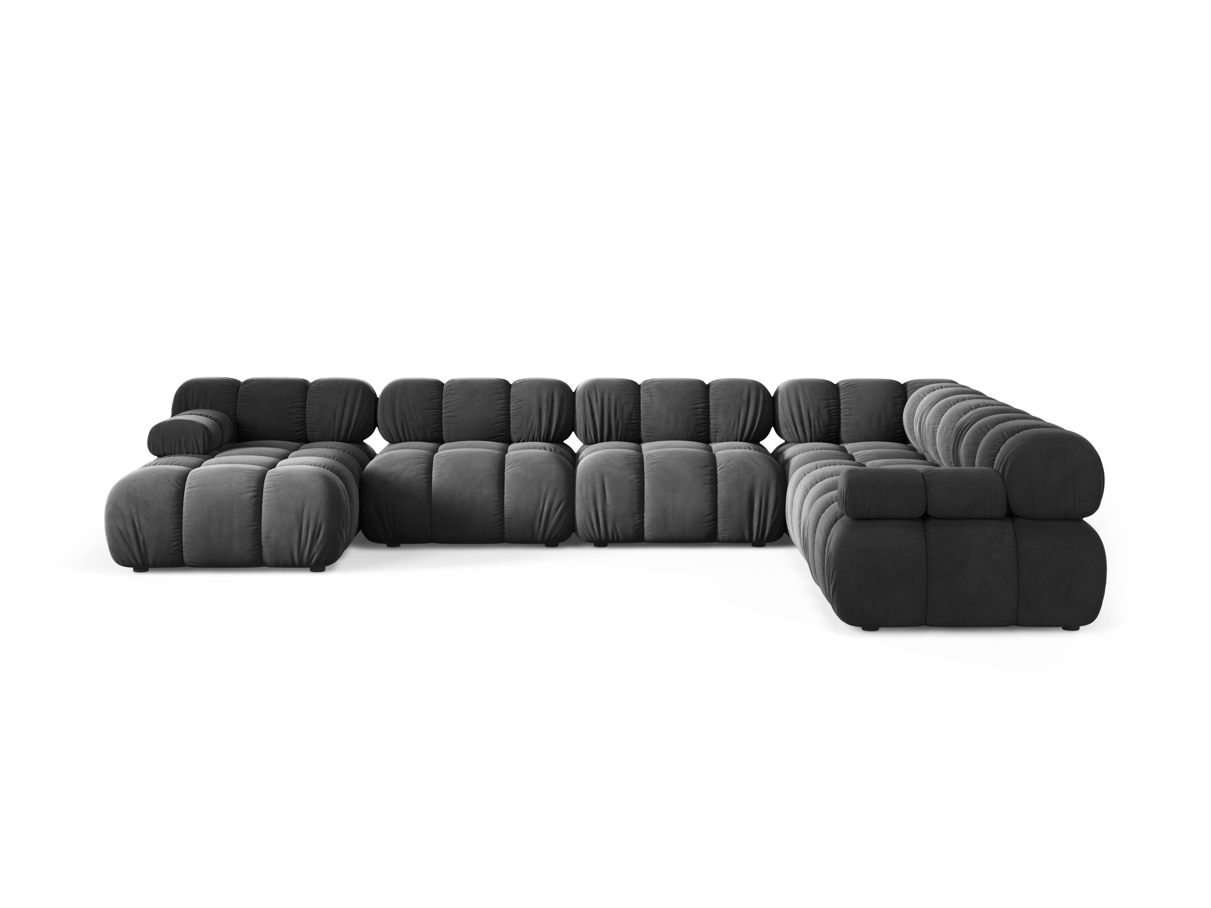 Right-facing panoramic corner sofa BELLIS in dark gray velvet