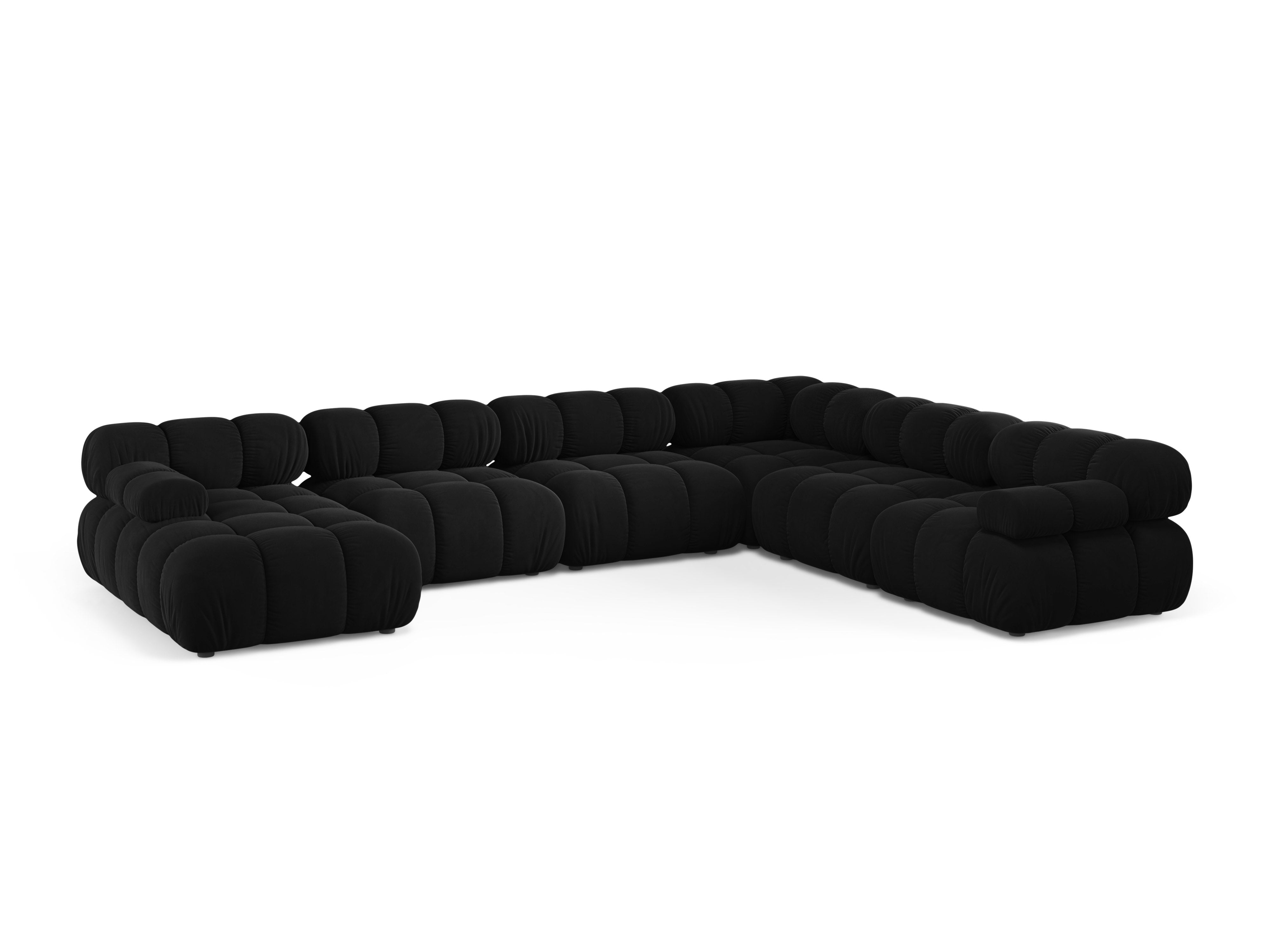 Panoramic Velvet Right-Arm Sofa BELLIS in Black