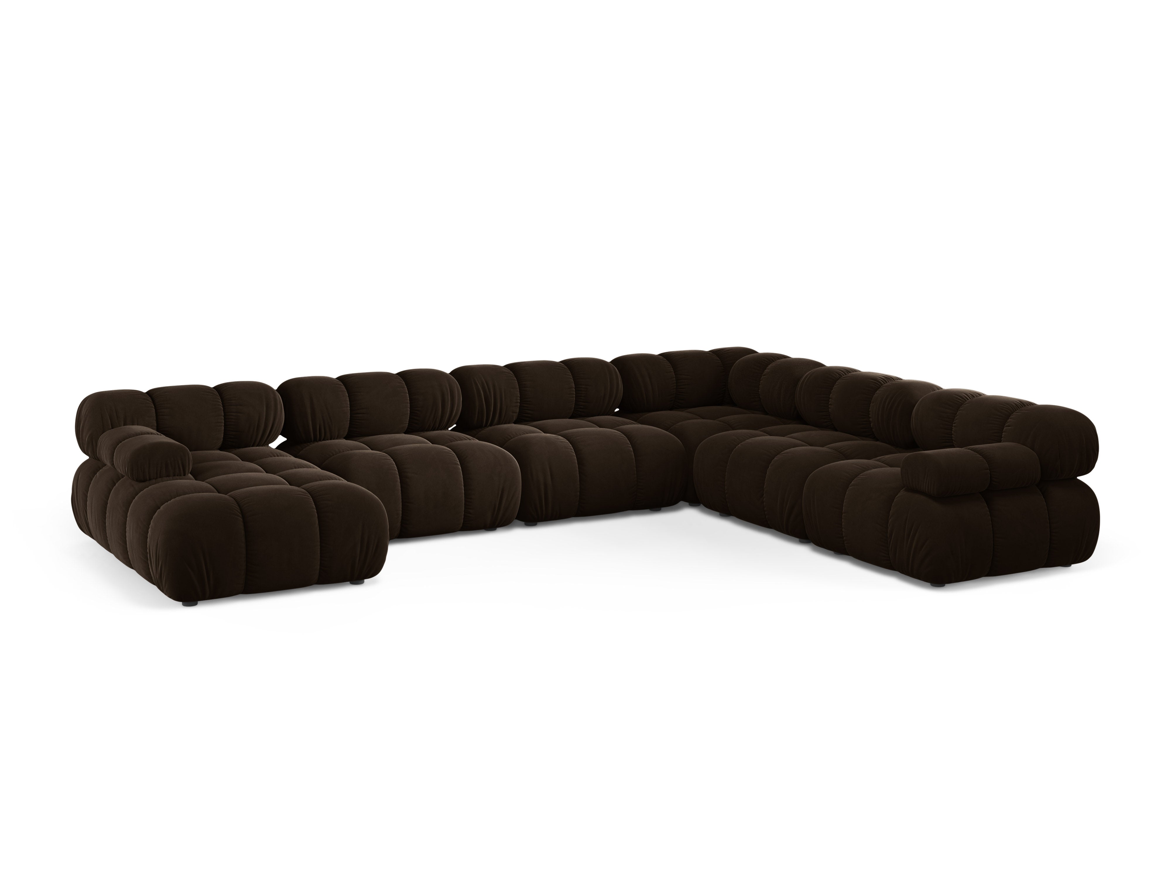 Panoramic Velvet Right-Hand Corner Sofa BELLIS in Chocolate