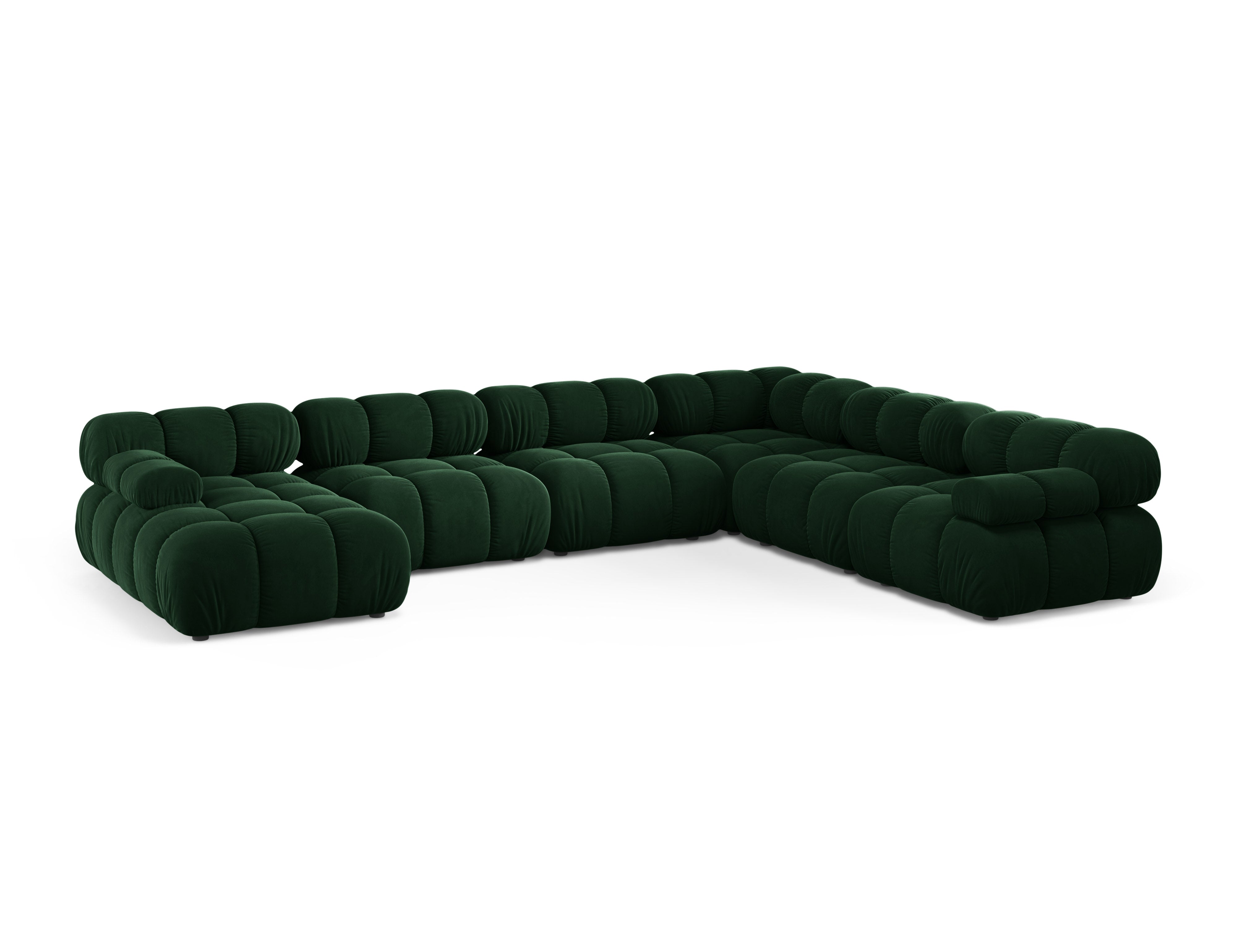 Panoramic Velvet Right-Arm Corner Sofa BELLIS in Bottle Green