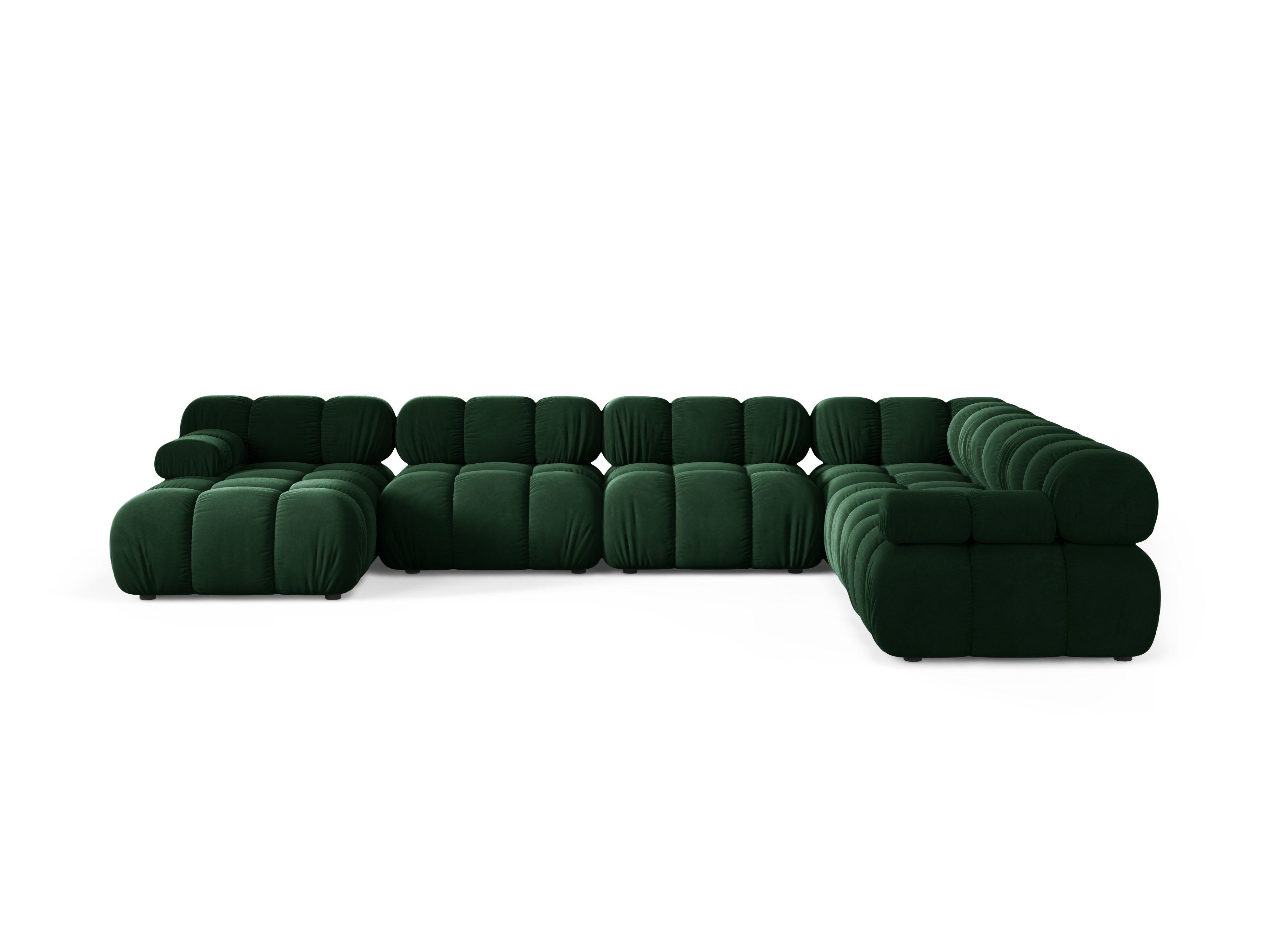 Panoramic Velvet Right-Arm Corner Sofa BELLIS in Bottle Green