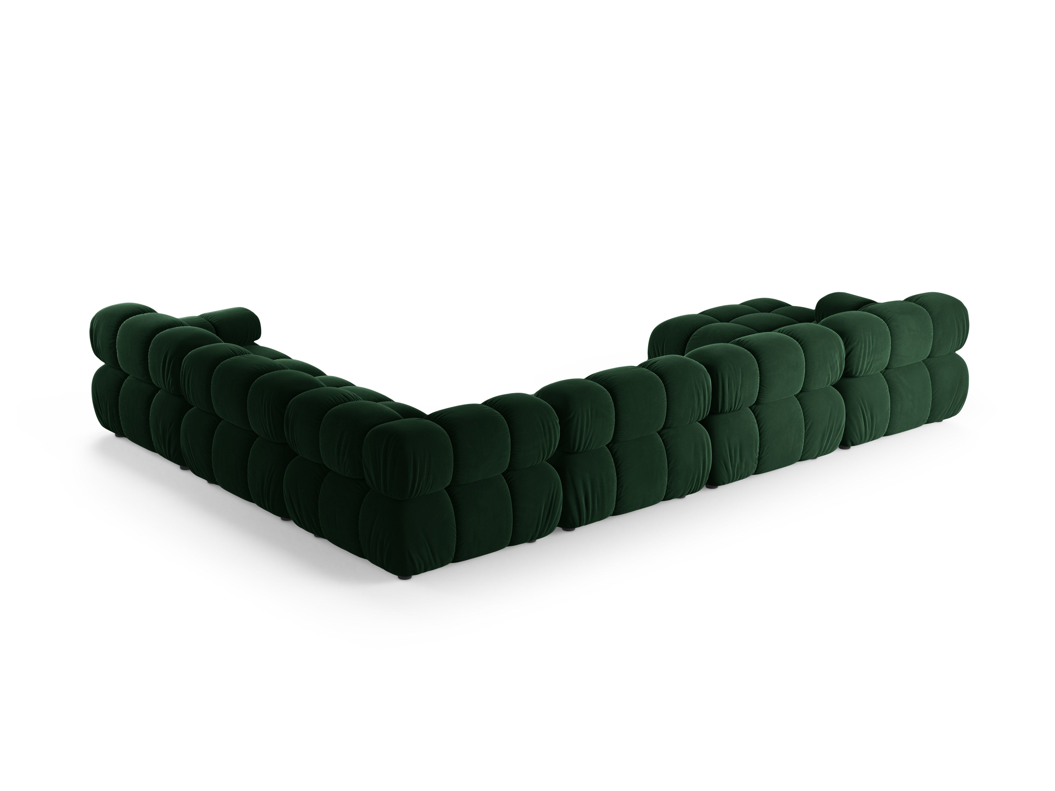 Panoramic Velvet Right-Arm Corner Sofa BELLIS in Bottle Green