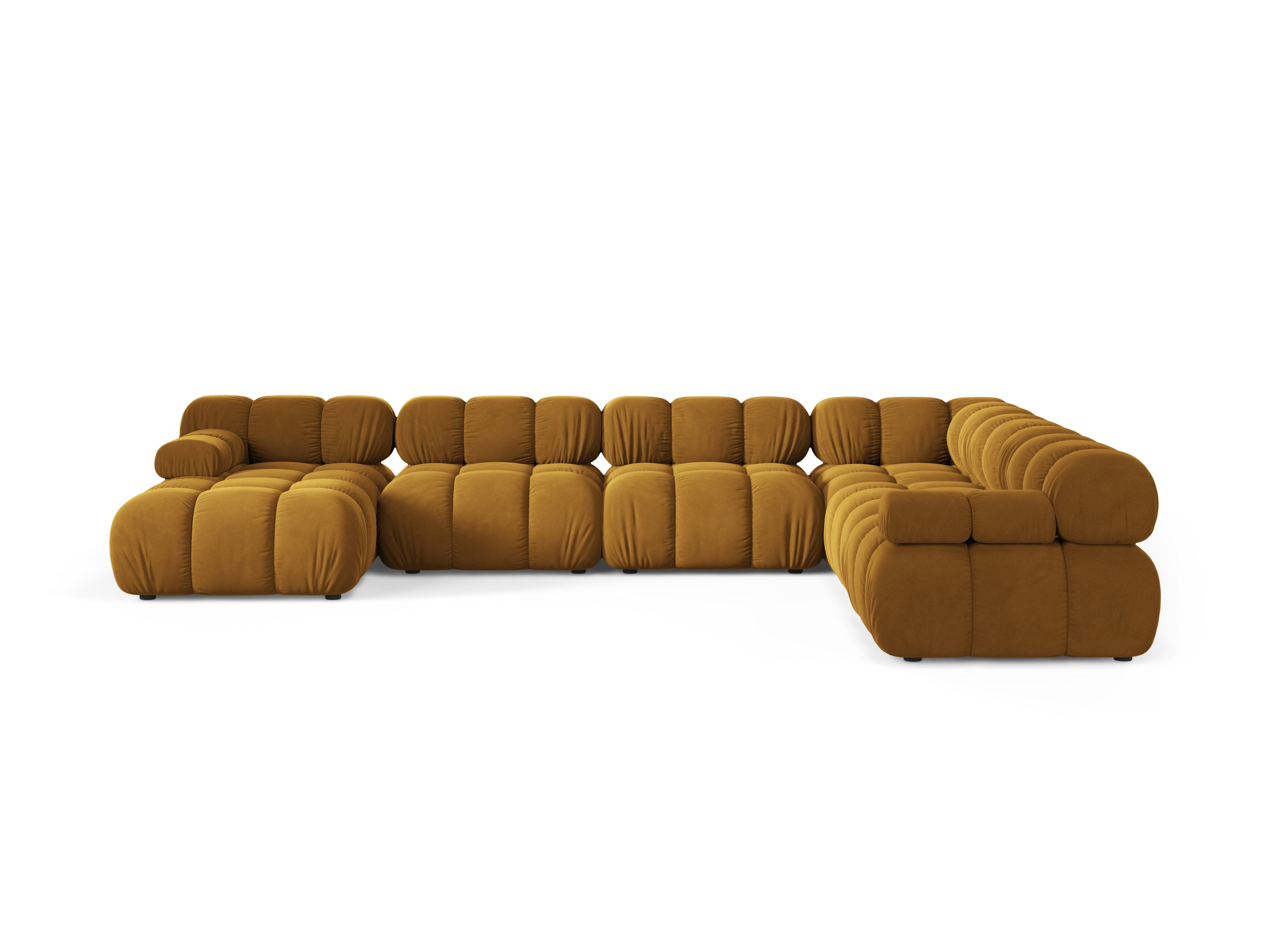 Mustard Velvet Right-Handed Panoramic Corner Sofa BELLIS