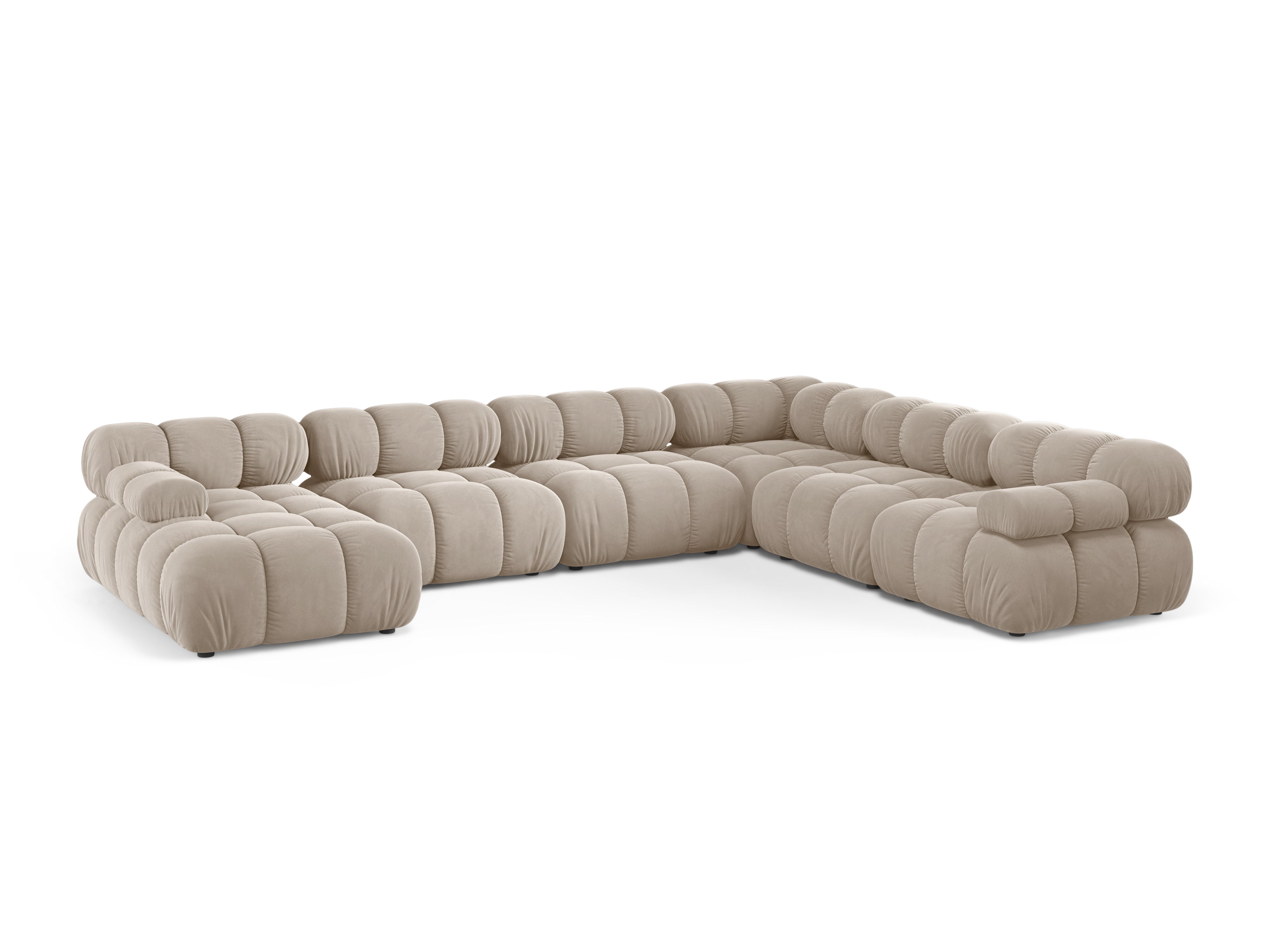 Panoramic Velvet Right-Arm Sofa BELLIS in Beige
